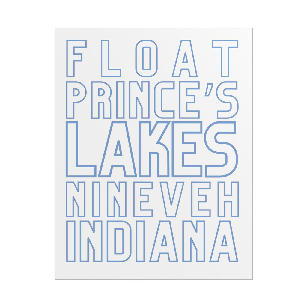 Rolled Poster — Float Prince's Lakes Nineveh Indiana Minimal Typography Travel Art