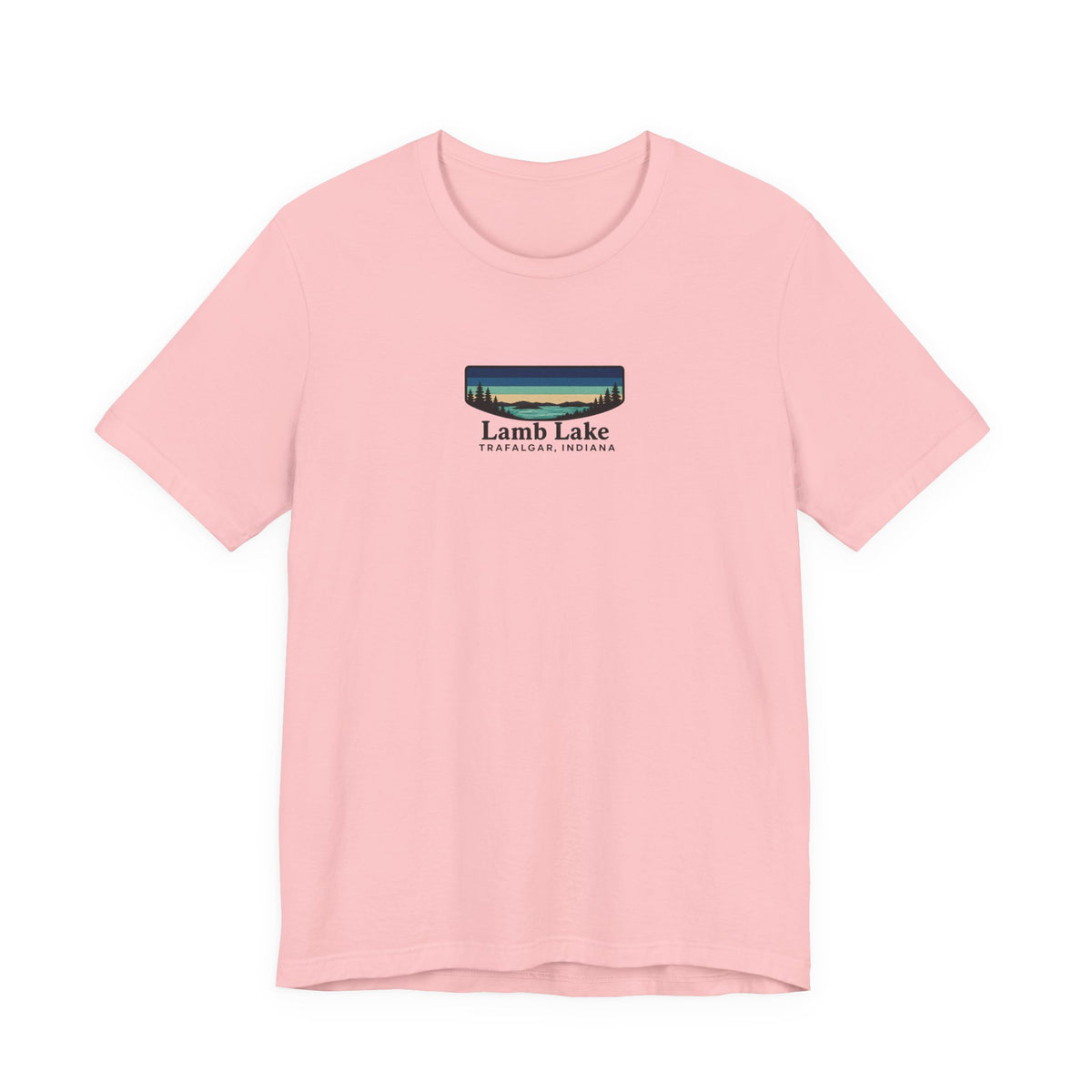 Lamb Lake Landscape Tee — Retro Mountain Lake Graphic T-Shirt