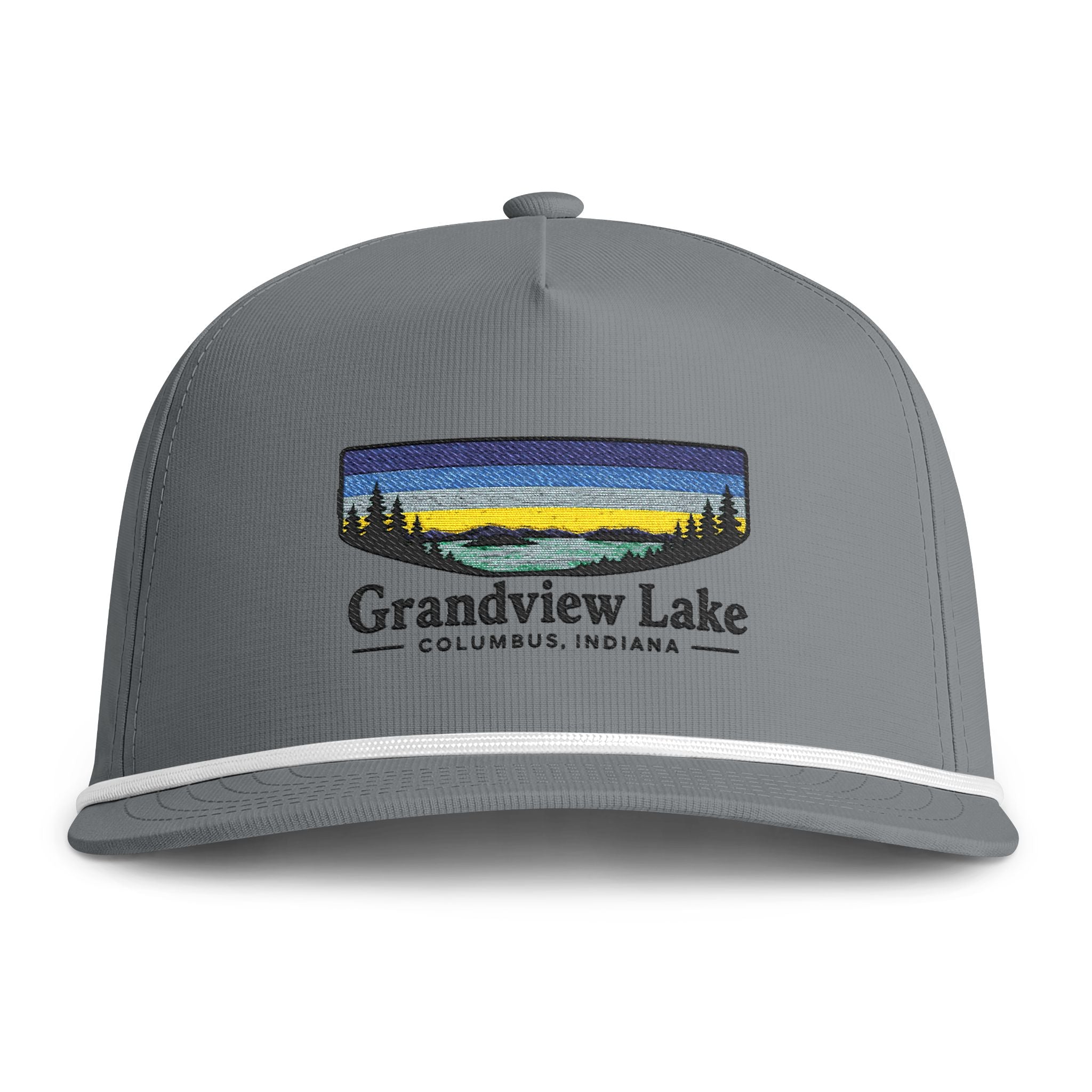 Grandview Lake Sunset Rope Cap — Vintage Sunwashed Embroidered Baseball Hat