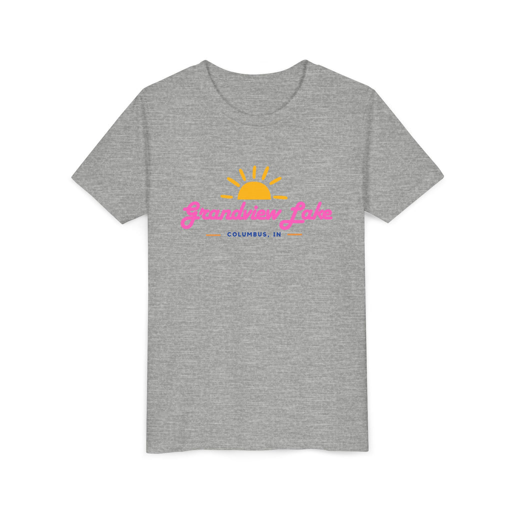 Youth Tee — Grandview Lake Retro Sunset Kids Shirt (Columbus, IN)