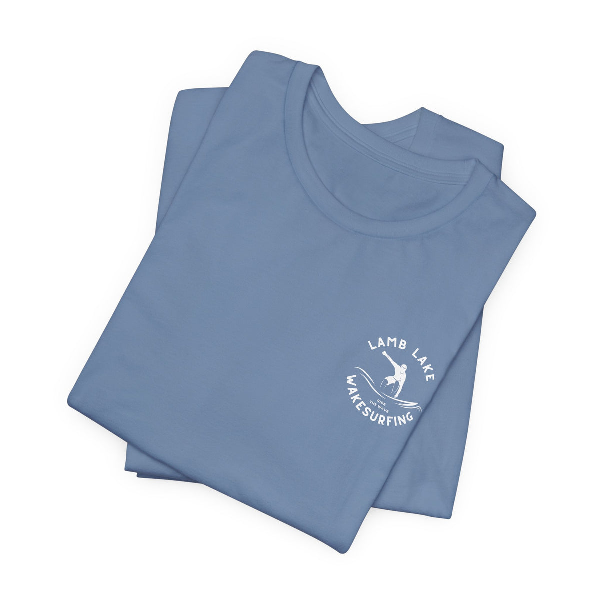Wakesurf Pocket & Back Print Lamb Lake Minimalist Tee —  Short Sleeve Shirt