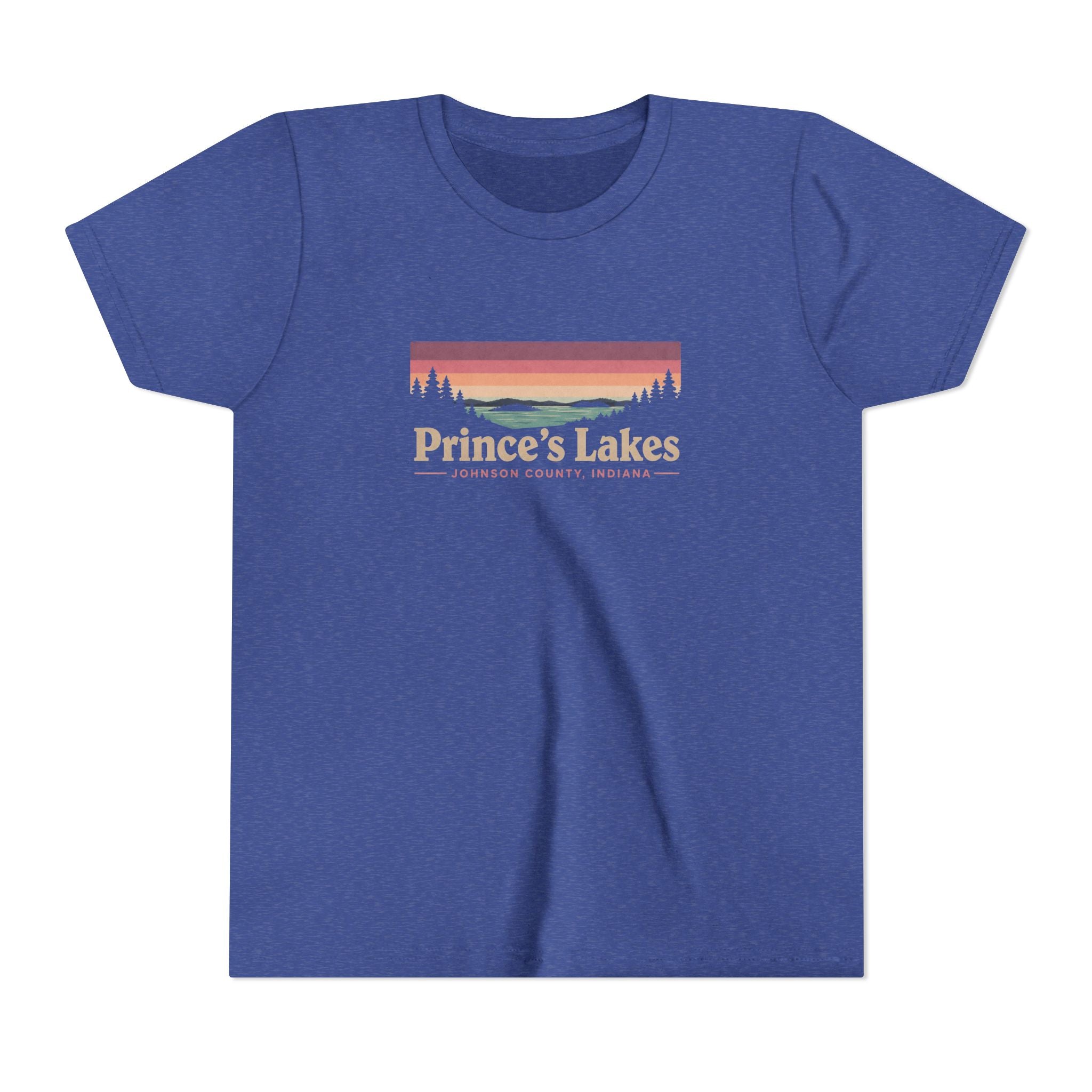 Youth Tee — Prince's Lakes Retro Sunset Graphic