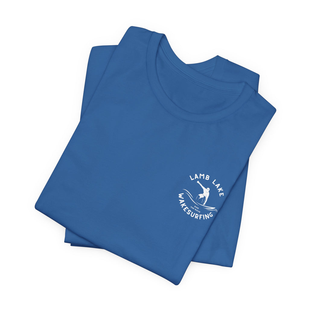 Wakesurf Pocket & Back Print Lamb Lake Minimalist Tee —  Short Sleeve Shirt