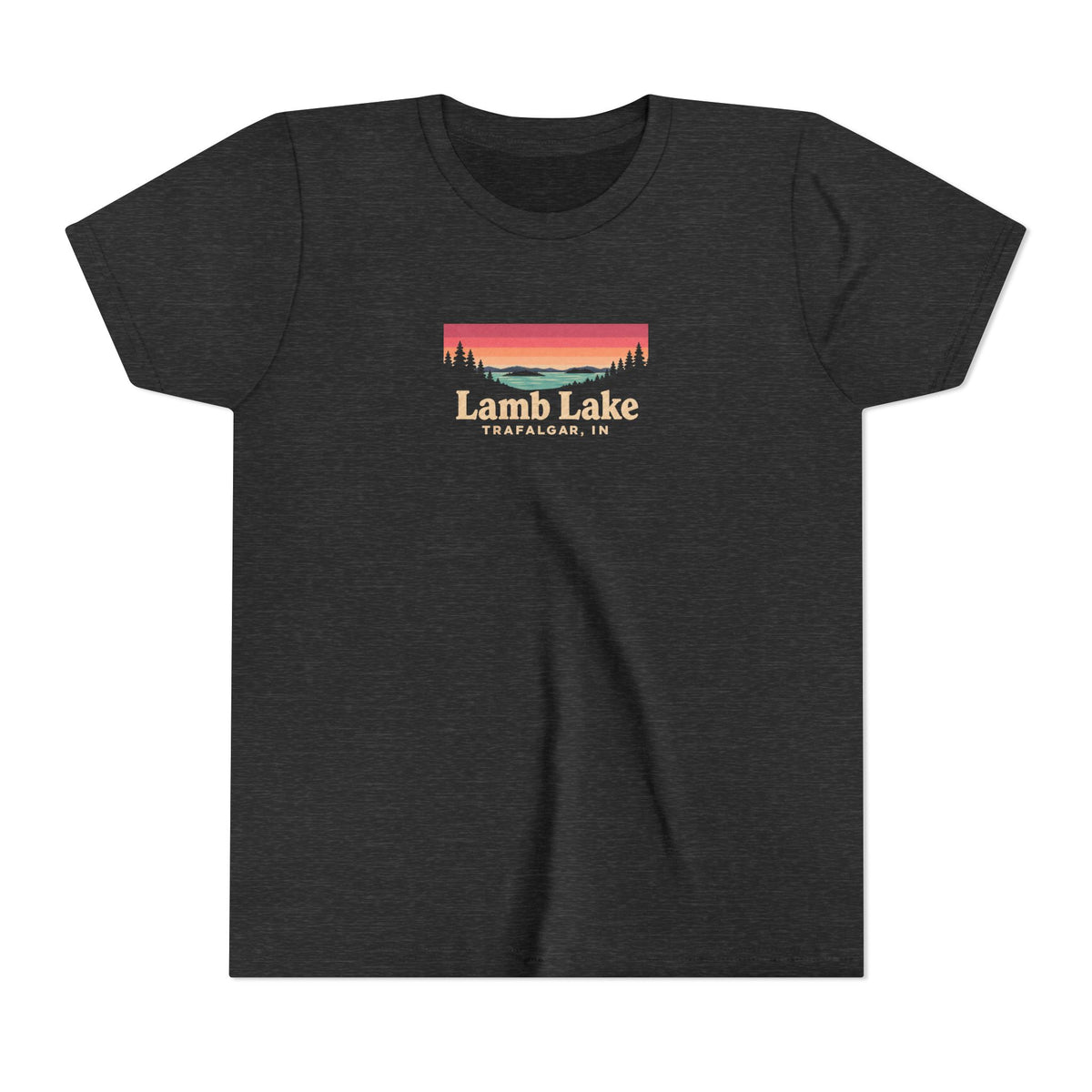 Youth Tee — Lamb Lake Retro Sunset Graphic