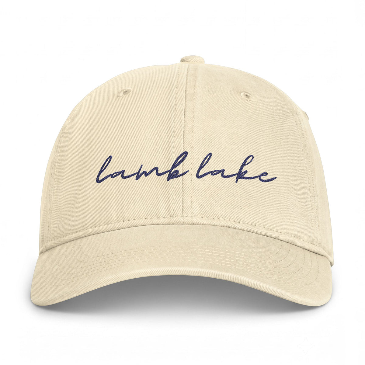 Washed Coastal Cap — "Lamb Lake" Embroidered Lake Hat