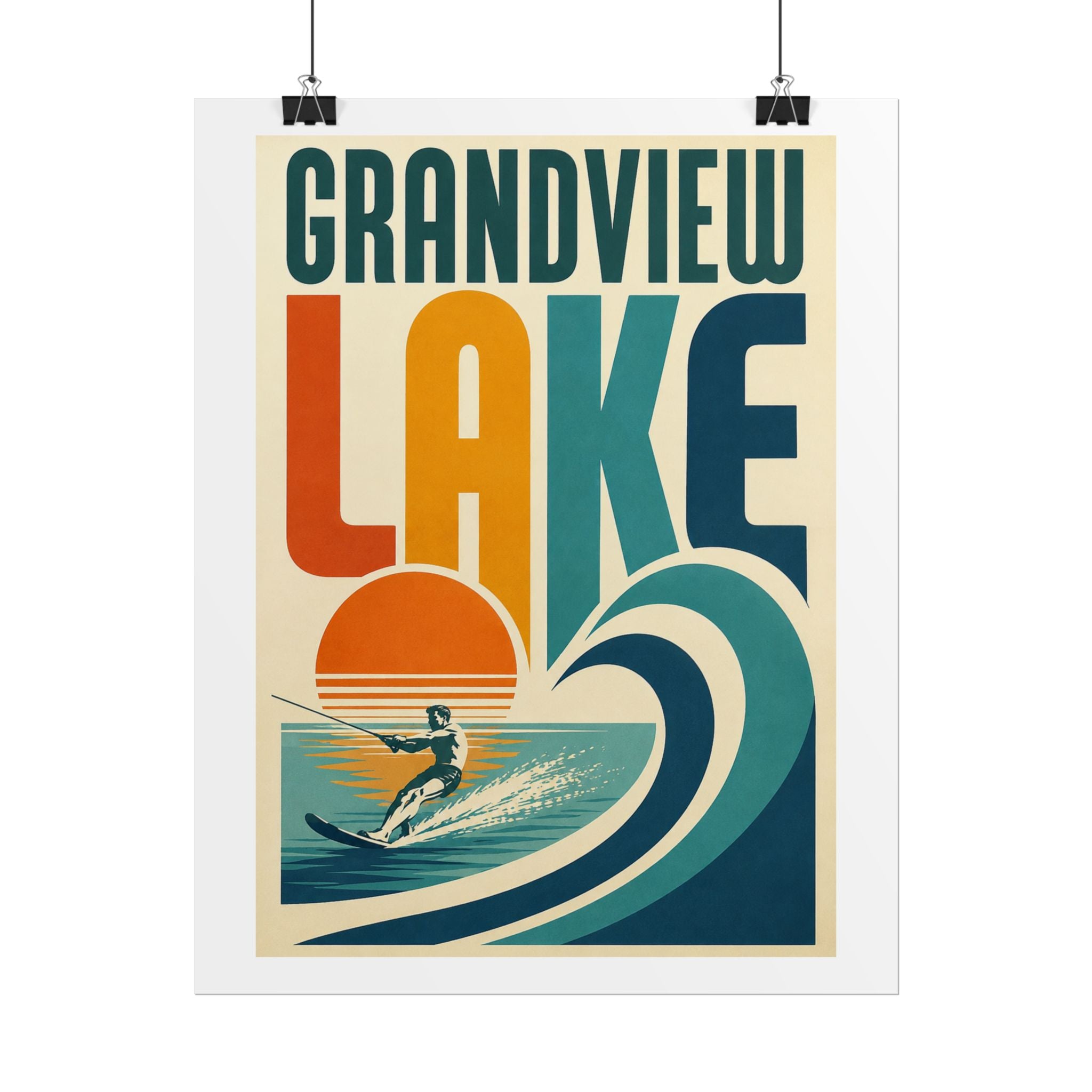 Grandview Lake Vintage Surf Poster — Retro Lakeside Wall Art (Rolled Poster)