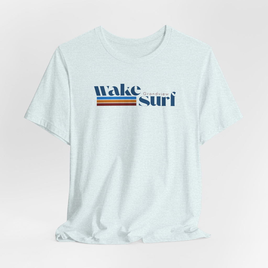 Wake Surf Grandview Stripe Tee — Retro Surfing Graphic T-Shirt
