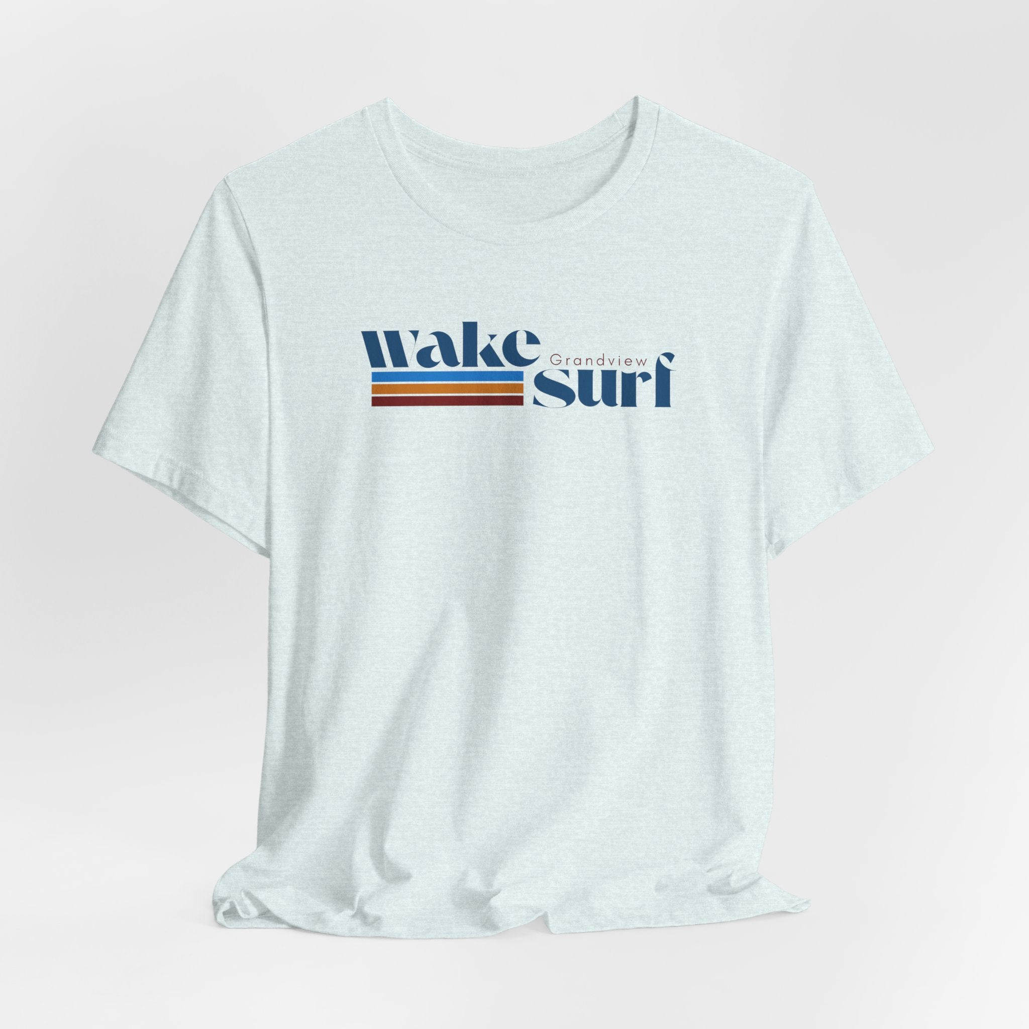 Wake Surf Grandview Stripe Tee — Retro Surfing Graphic T-Shirt