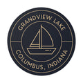 Grandview Lake Columbus Indiana Round Vinyl Sticker – Nautical Sailboat Logo