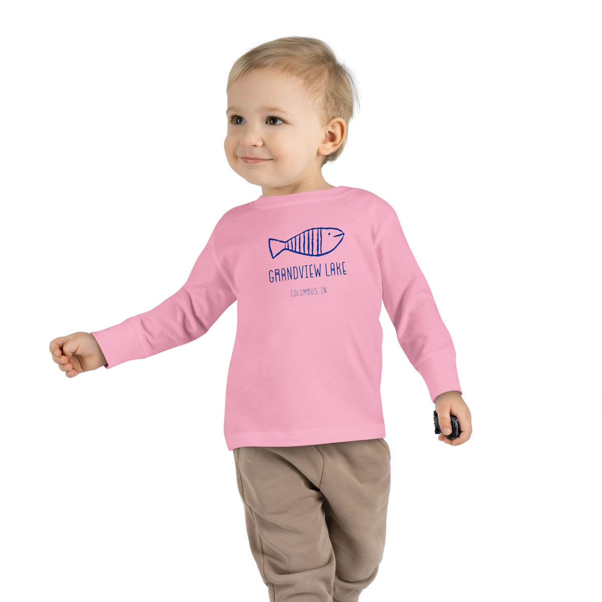 Toddler Long Sleeve Tee — "Grandview Lake" Hand-Drawn Fish Graphic