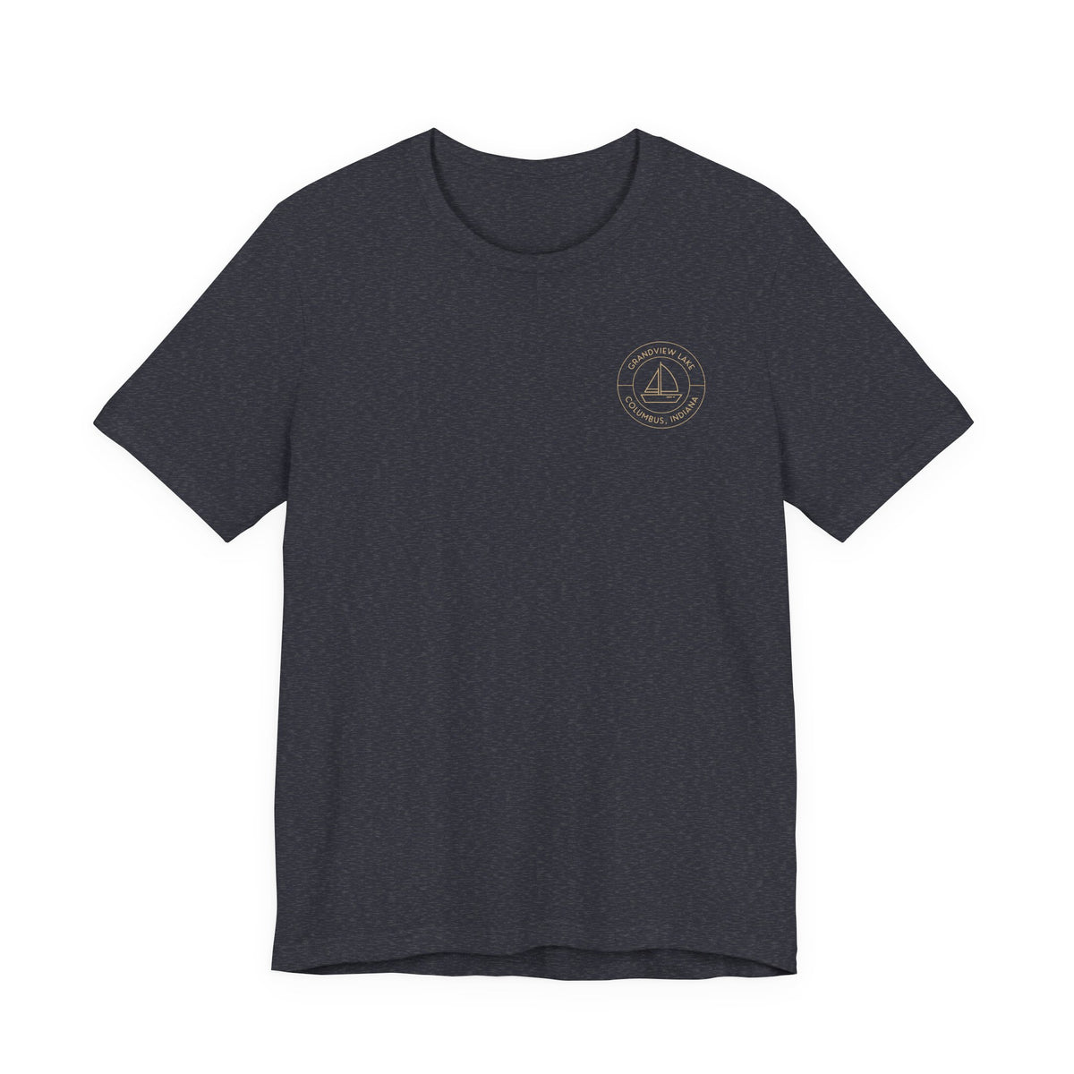 Sailboat Pocket & Back Print Grandview Lake Minimalist Tee —  Short Sleeve Shirt