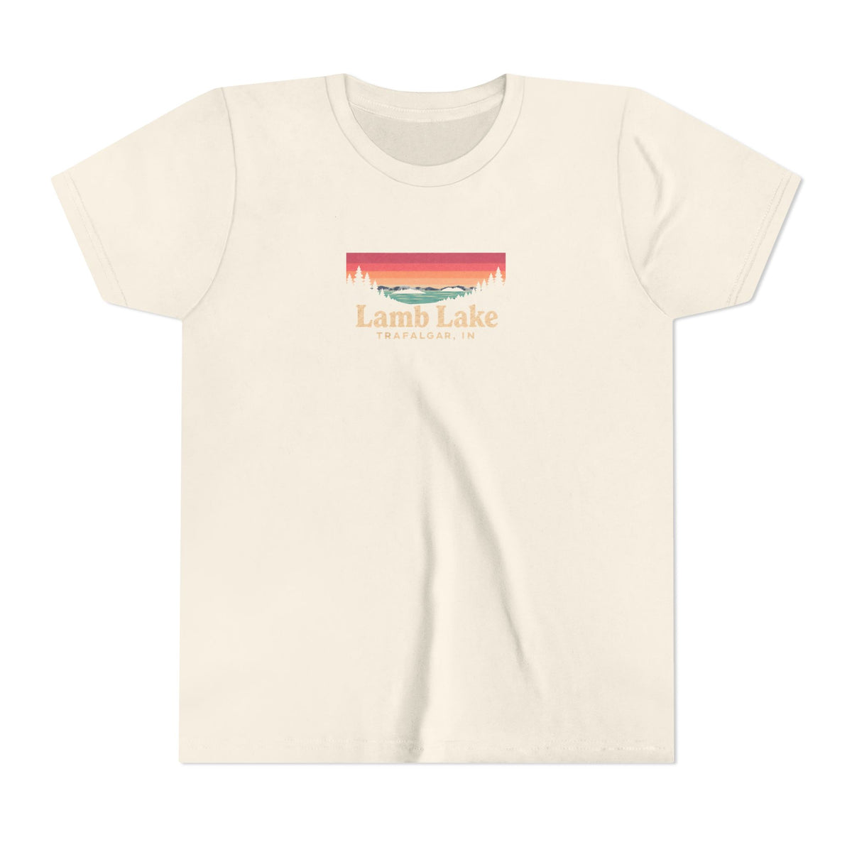 Youth Tee — Lamb Lake Retro Sunset Graphic