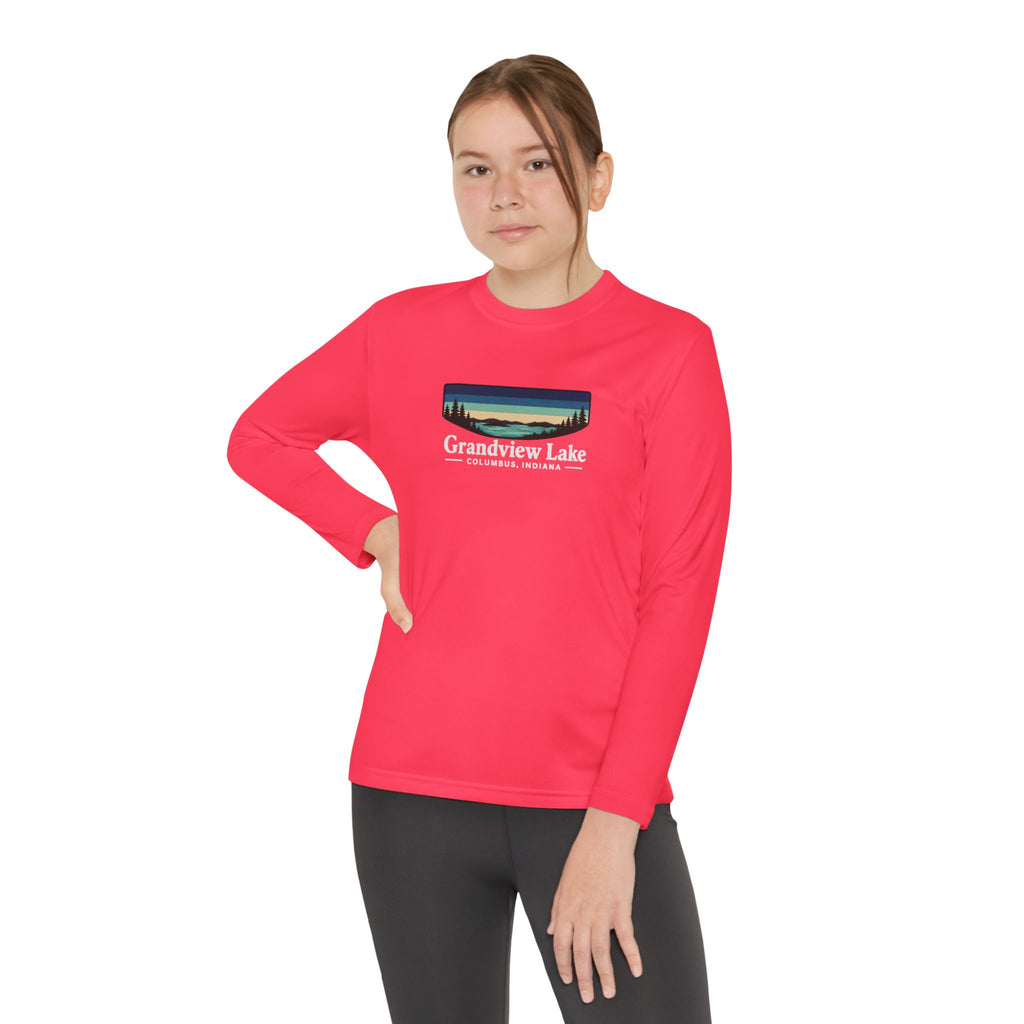 Youth Long Sleeve Tee — Grandview Lake Retro Lakeside Nature Design