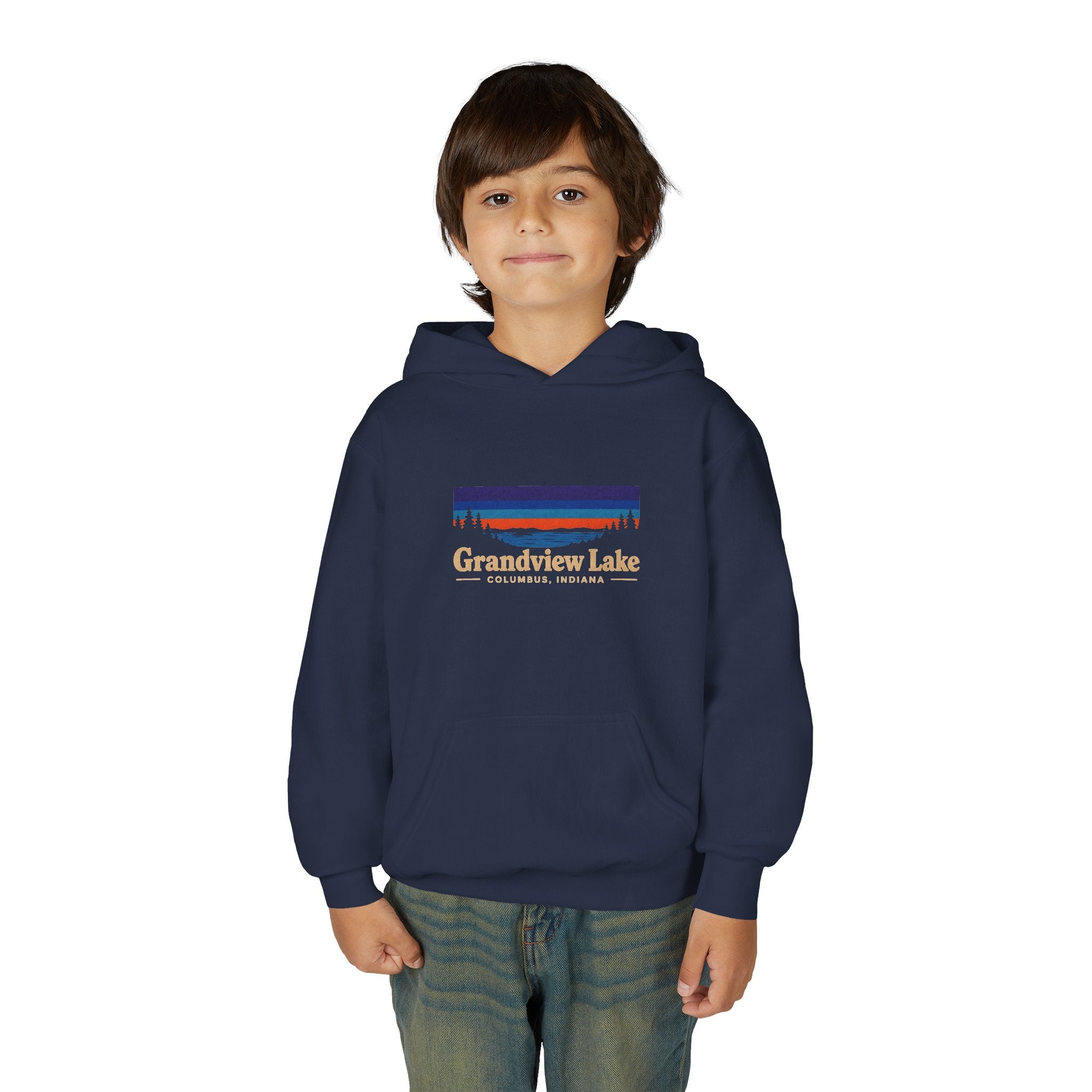Youth Hoodie - Grandview Lake Sunset Logo