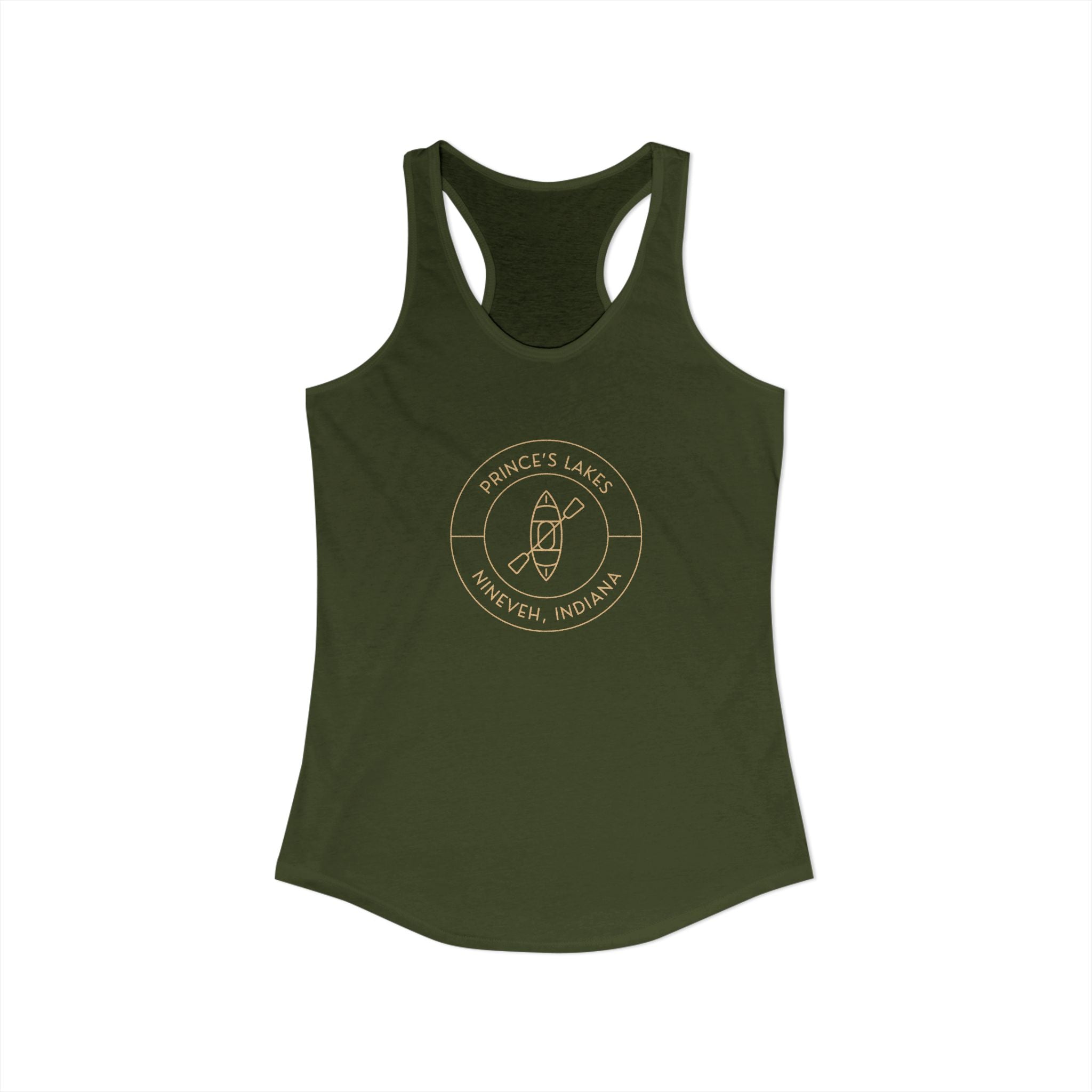 Women's Racerback Tank- "Kayak Prince's Lakes"