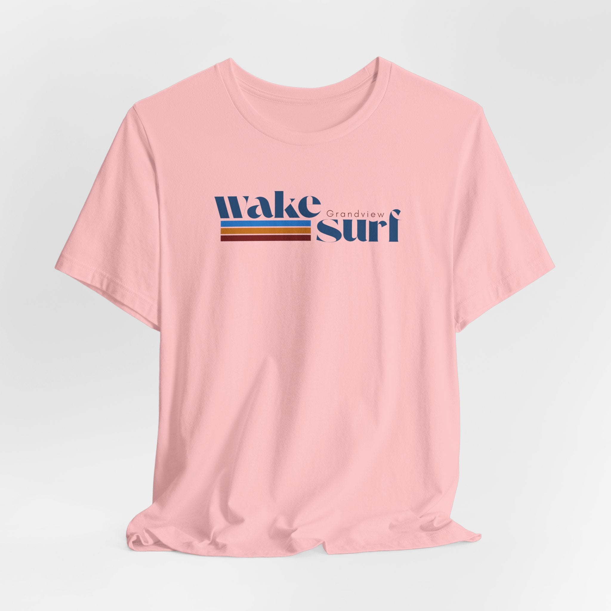 Wake Surf Grandview Stripe Tee — Retro Surfing Graphic T-Shirt