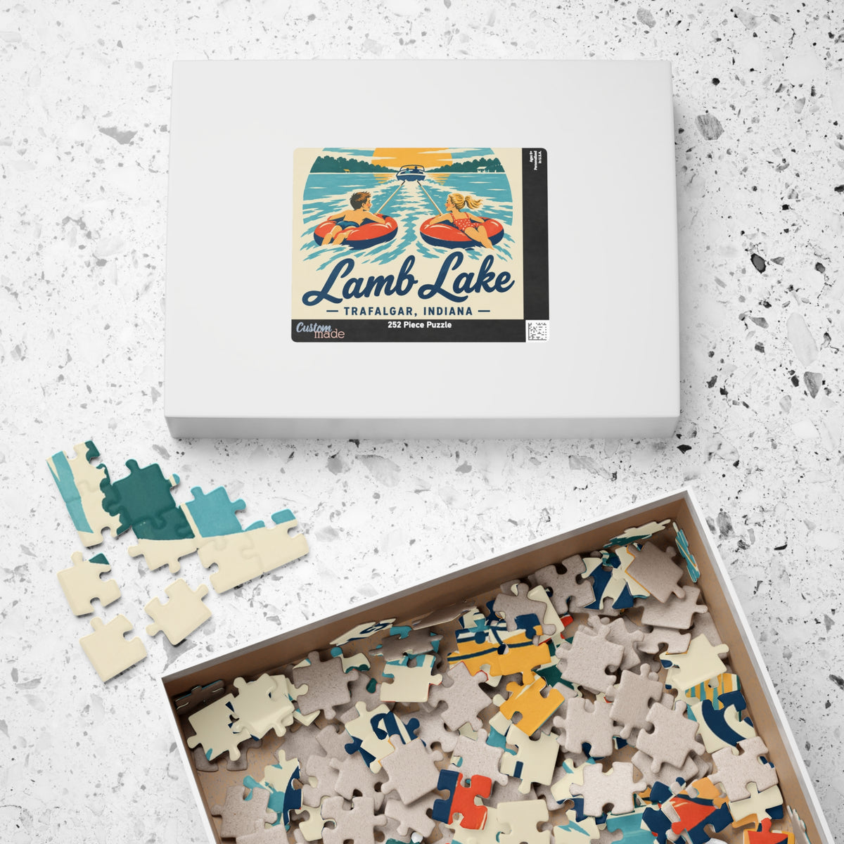 Lamb Lake Kids Retro Tubing Puzzle — Trafalgar, Indiana Lake Souvenir