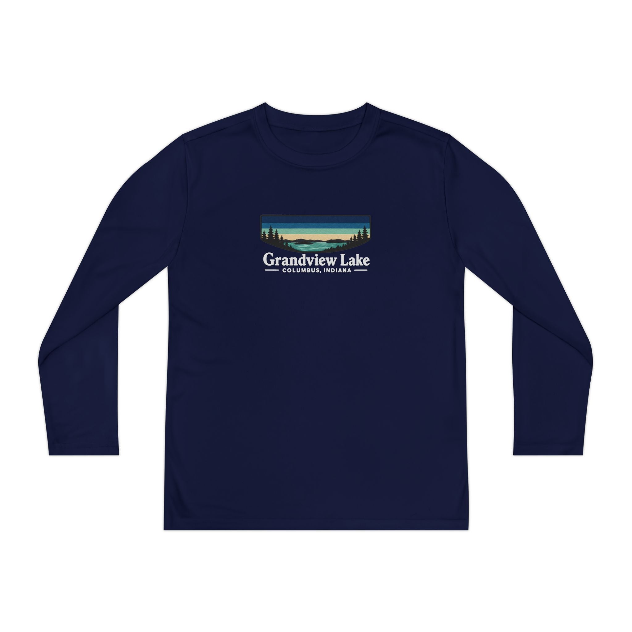 Youth Long Sleeve Tee — Grandview Lake Retro Lakeside Nature Design