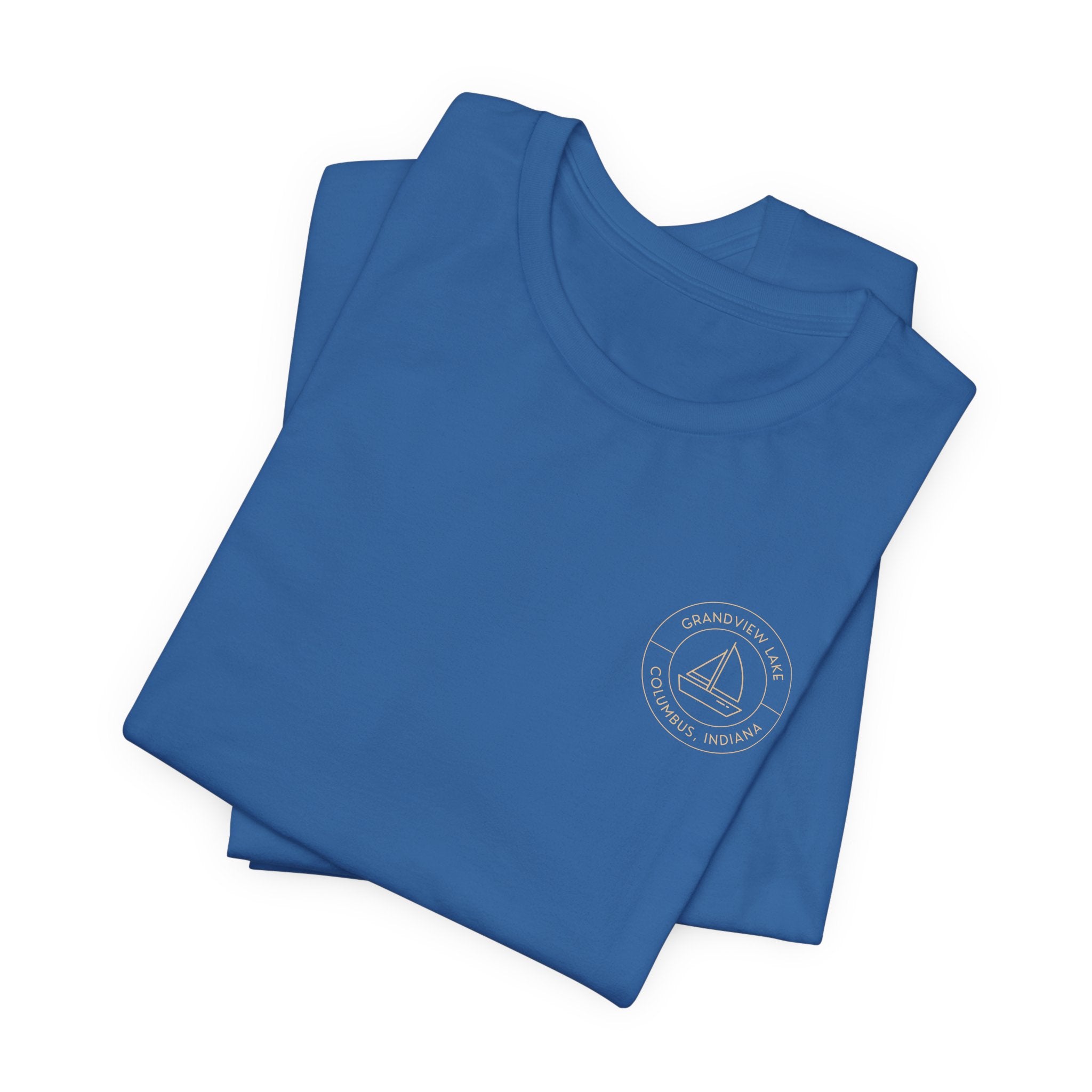Sailboat Pocket & Back Print Grandview Lake Minimalist Tee —  Short Sleeve Shirt