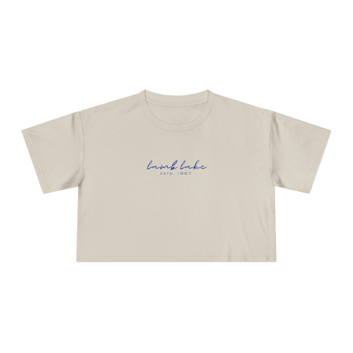 Script Logo Crop Tee — "lamb lake" Women's Casual Top