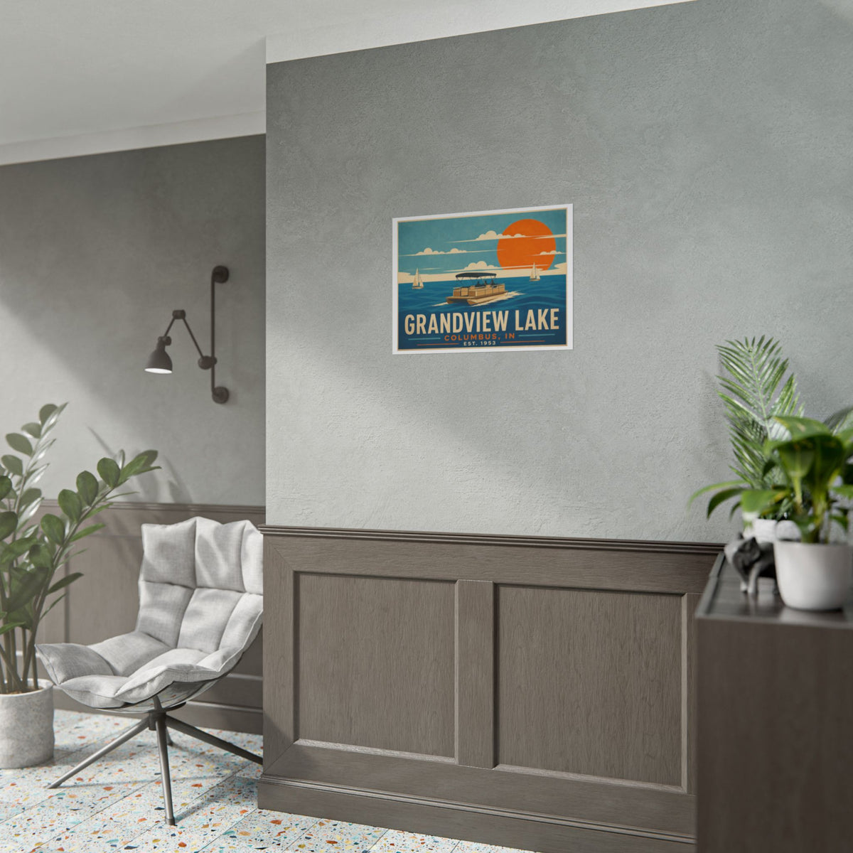Grandview Lake Poster — Vintage Lake Travel Print (Rolled Poster)
