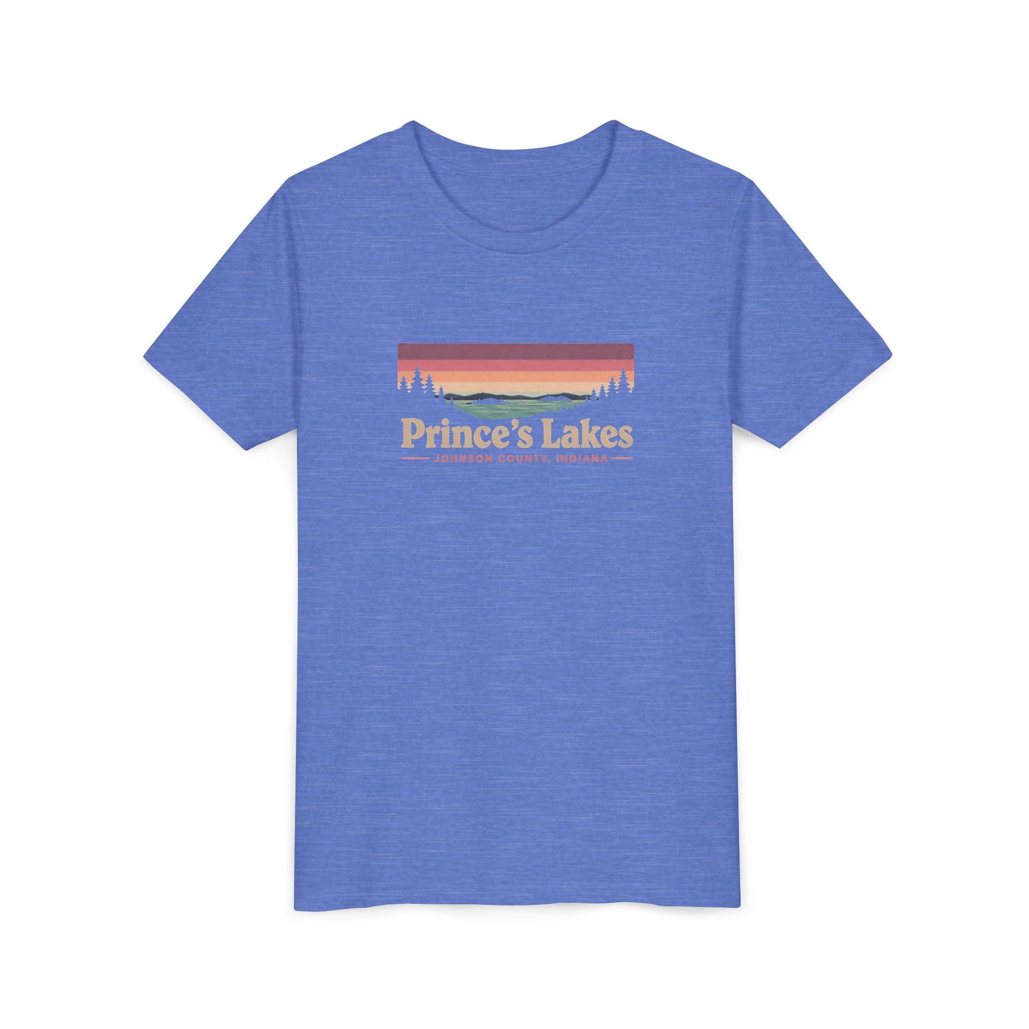 Youth Tee — Prince's Lakes Retro Sunset Graphic