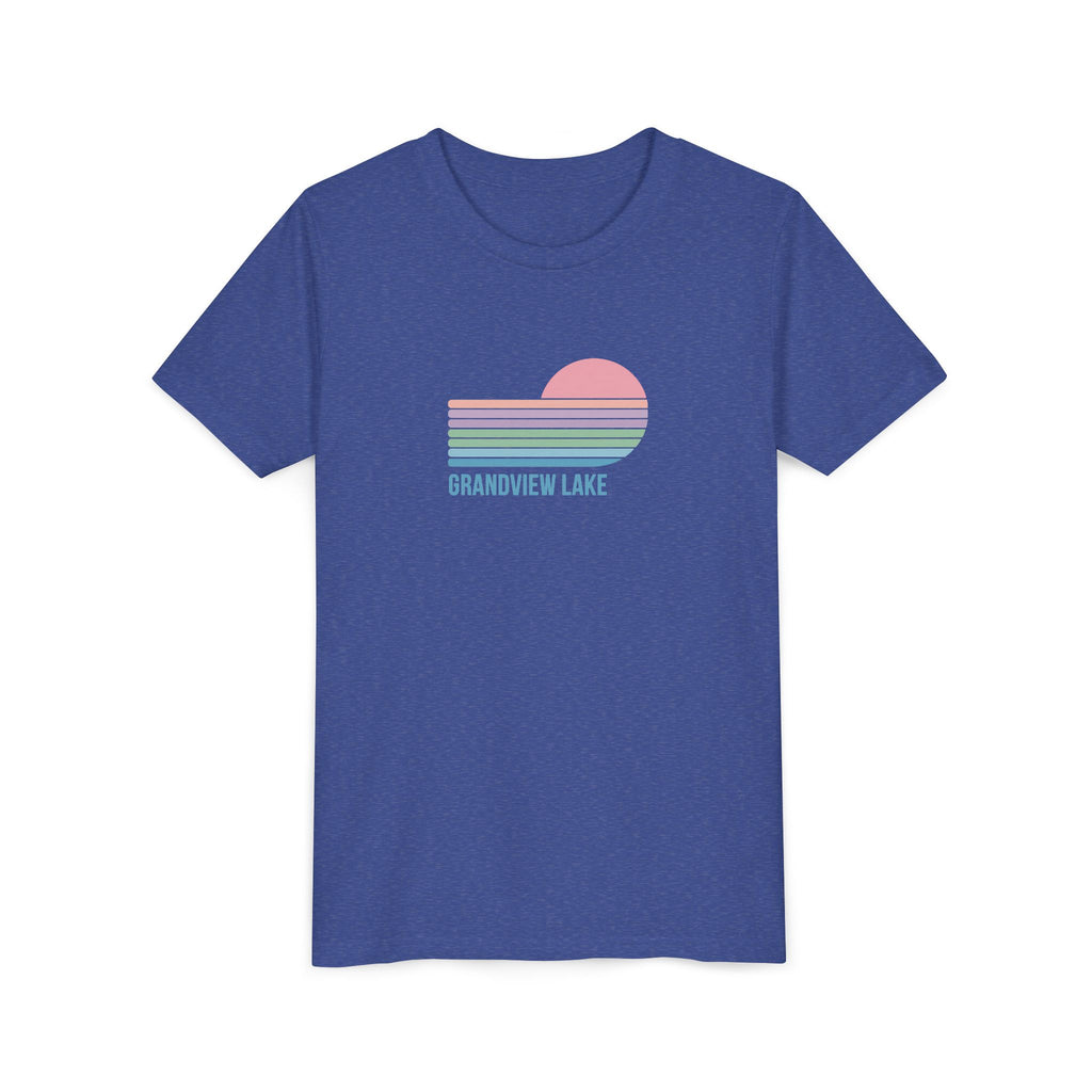 Youth Tee — 'Grandview Lake' Pastel Retro Sunset Kids T-Shirt