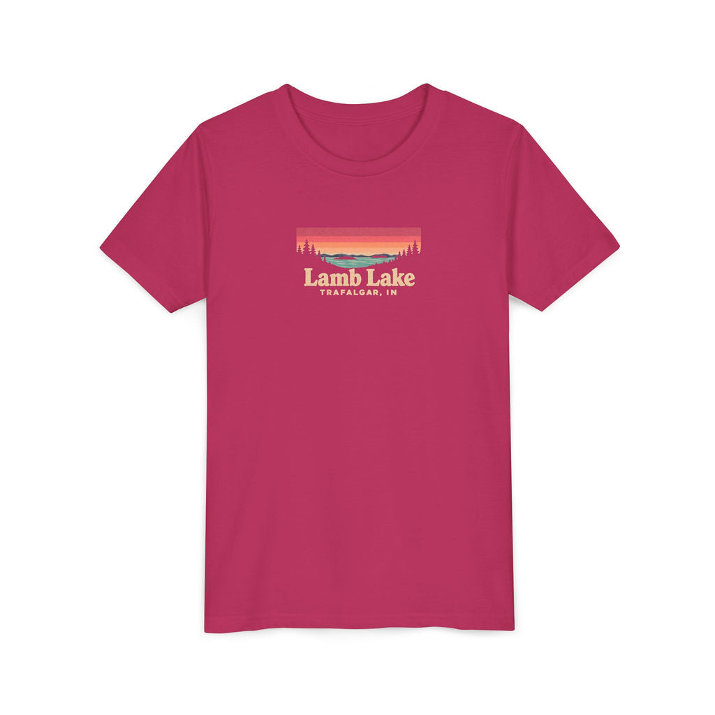 Youth Tee — Lamb Lake Retro Sunset Graphic