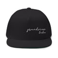 Grandview Lake White Script Embroidered Flat Bill Cap