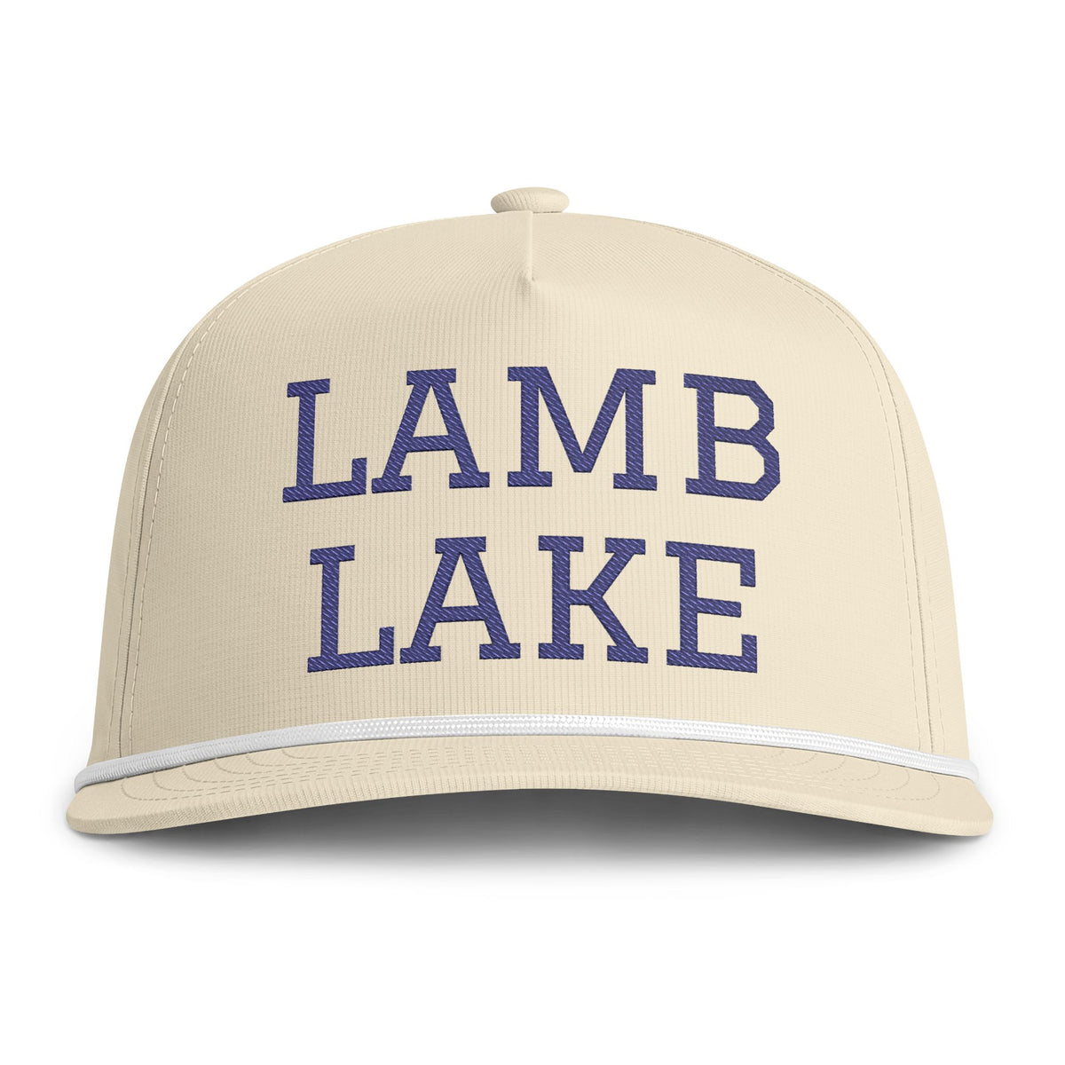 Lamb Lake Rope Cap — Embroidered Stitch Vintage Sun-washed Trucker Hat