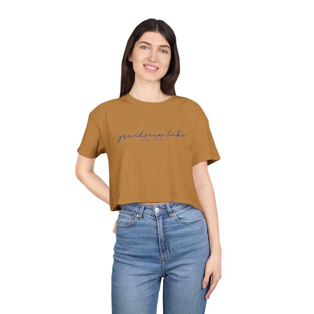 Script Logo Crop Tee — "grandview lake" Women's Casual Top