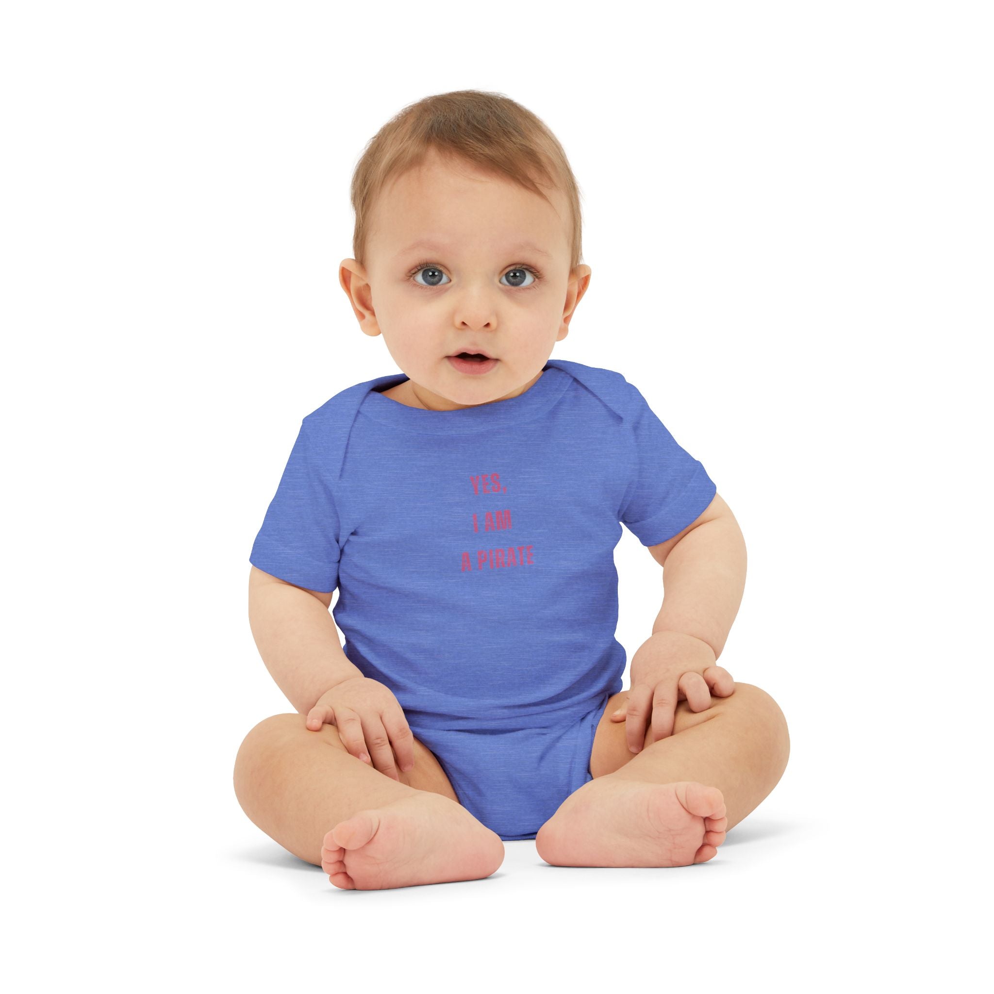 Infant One-Piece Bodysuit — "Yes, I Am a Pirate" Minimal Pink Text Baby Onesie