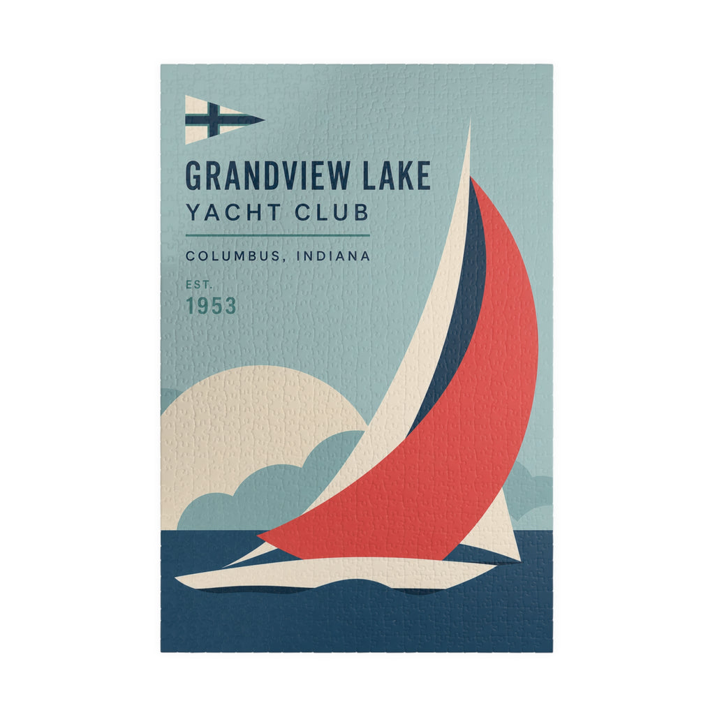 Grandview Lake Yacht Club Sailing Puzzle — Vintage Retro Boat Jigsaw (1014 pcs)