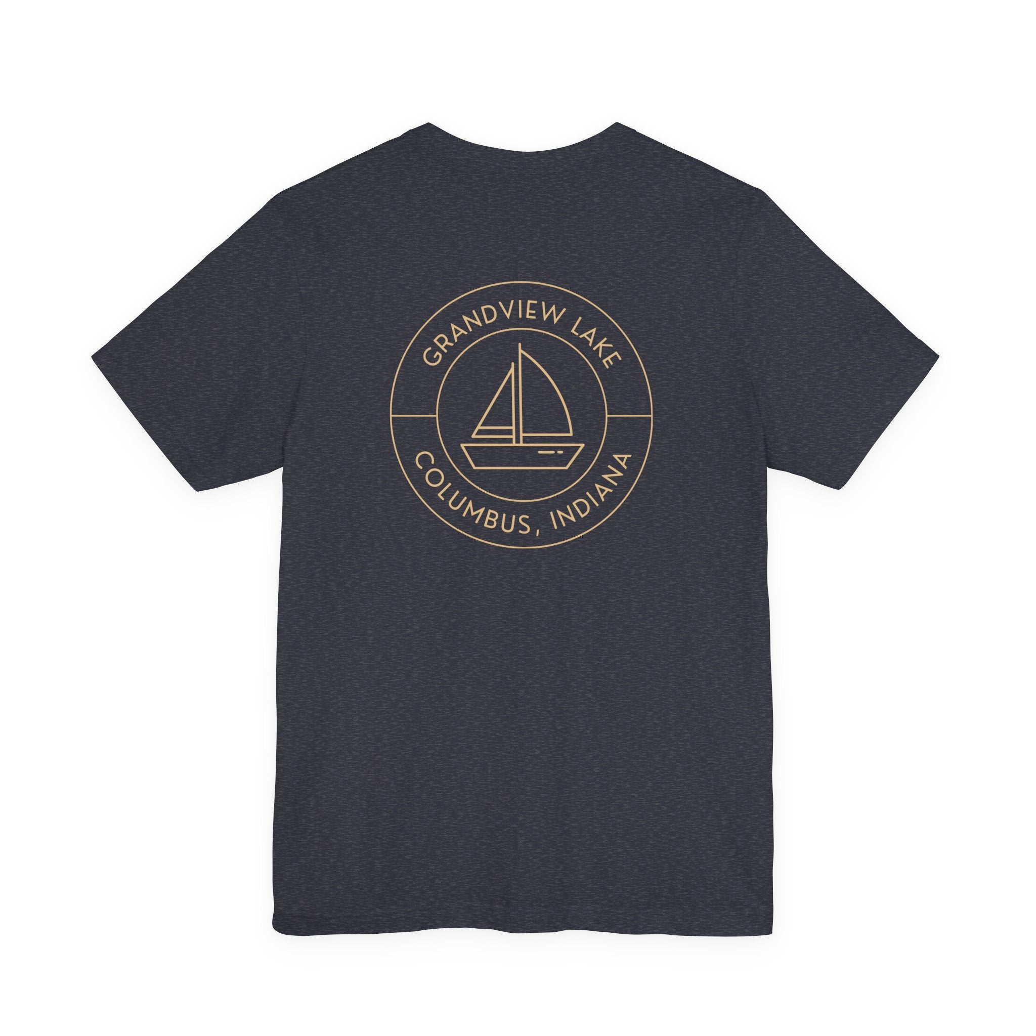 Sailboat Pocket & Back Print Grandview Lake Minimalist Tee —  Short Sleeve Shirt