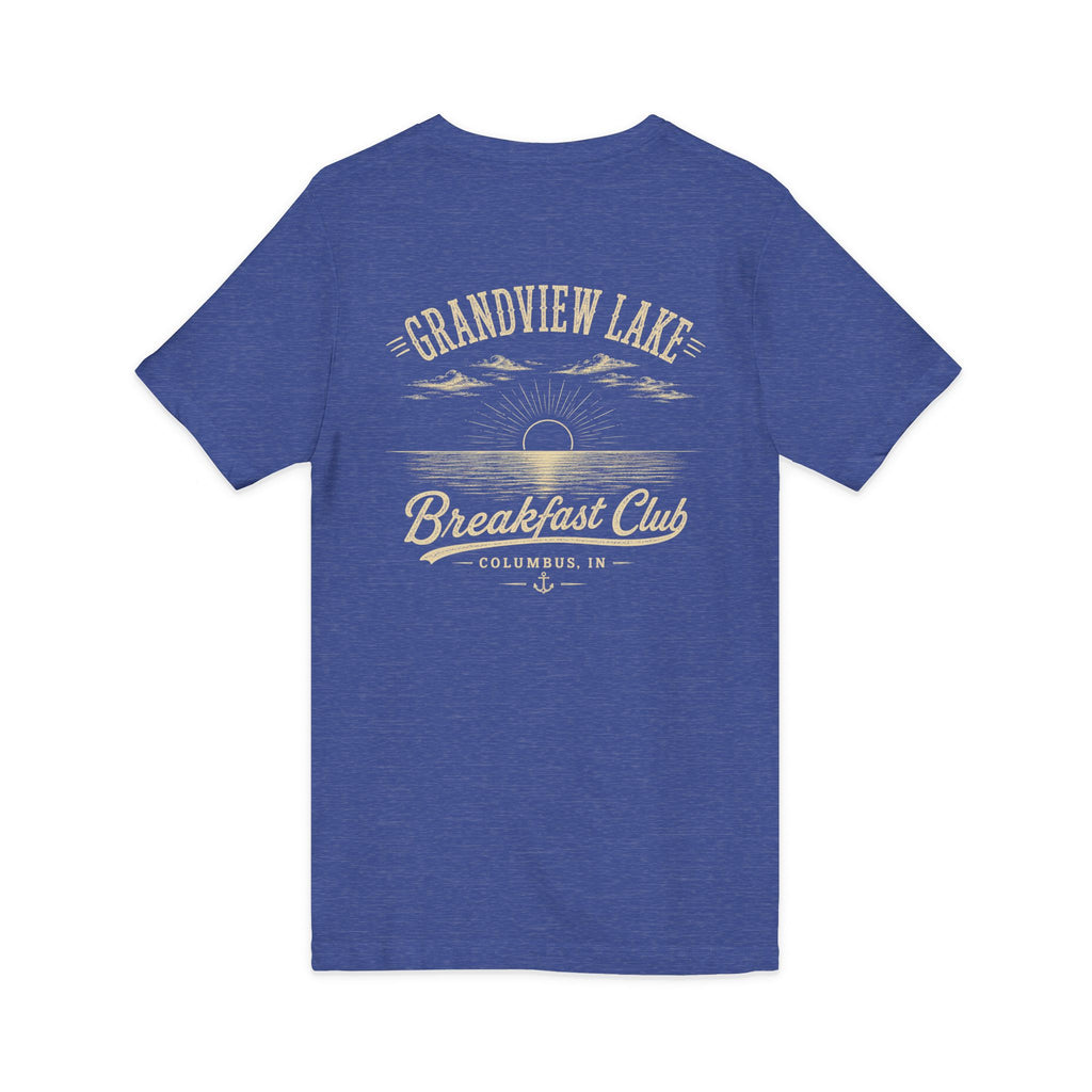 Good Food Good Company Good Morning V-Neck Tee — Retro Grandview Lake Breakfast Club Graphic Shirt