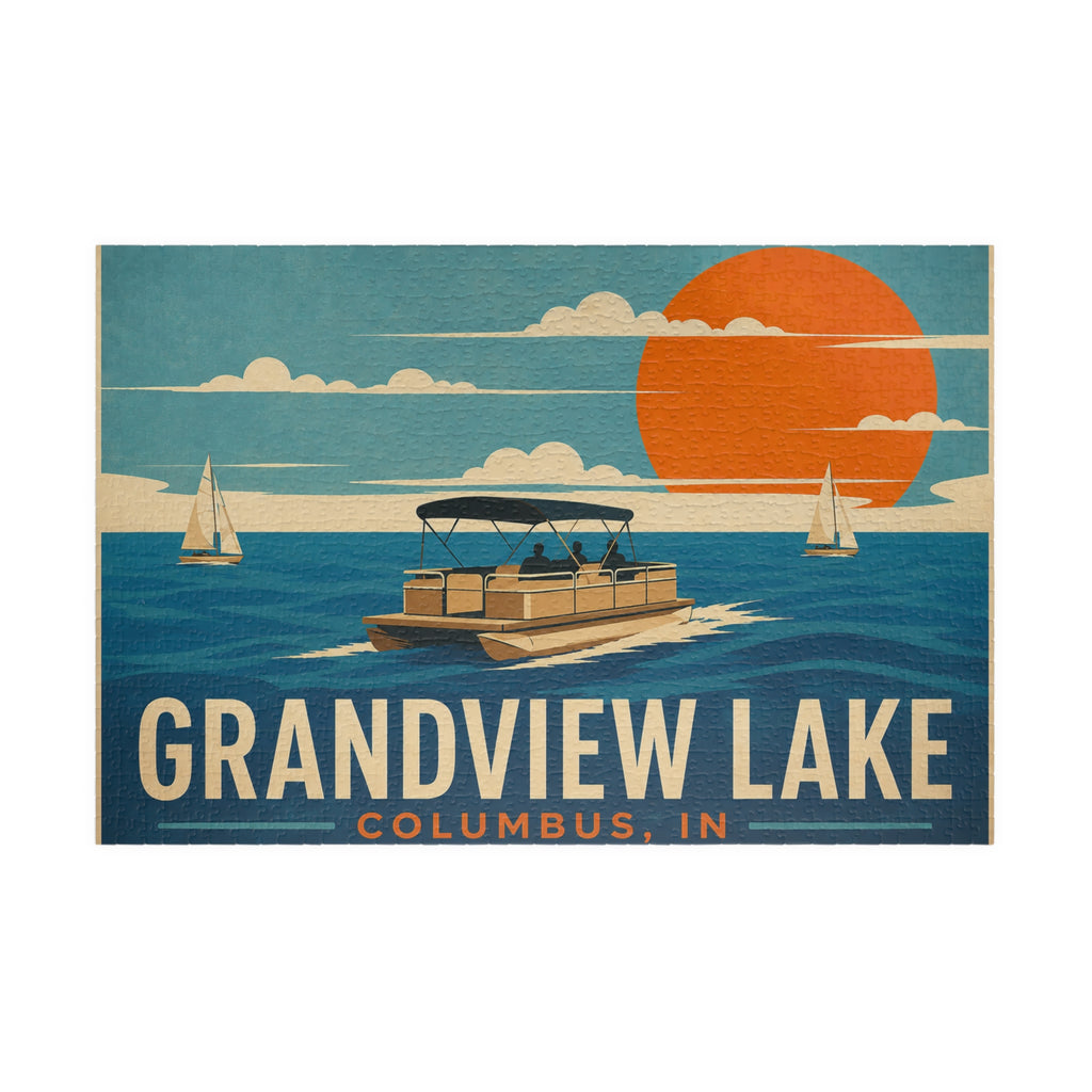 Grandview Lake Boating Sunset Puzzle — Columbus, IN Lake Scene (1014 pc)