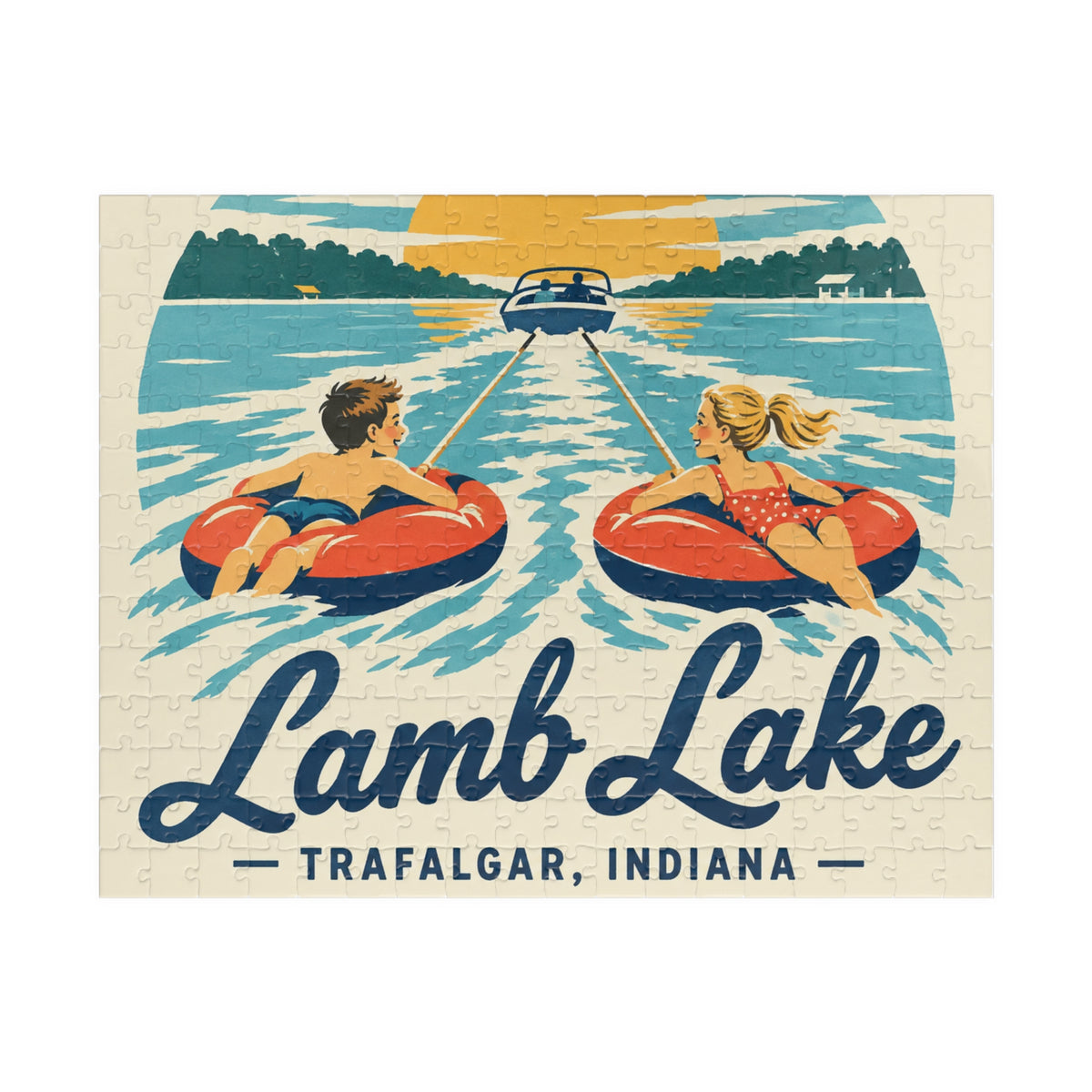 Lamb Lake Kids Retro Tubing Puzzle — Trafalgar, Indiana Lake Souvenir