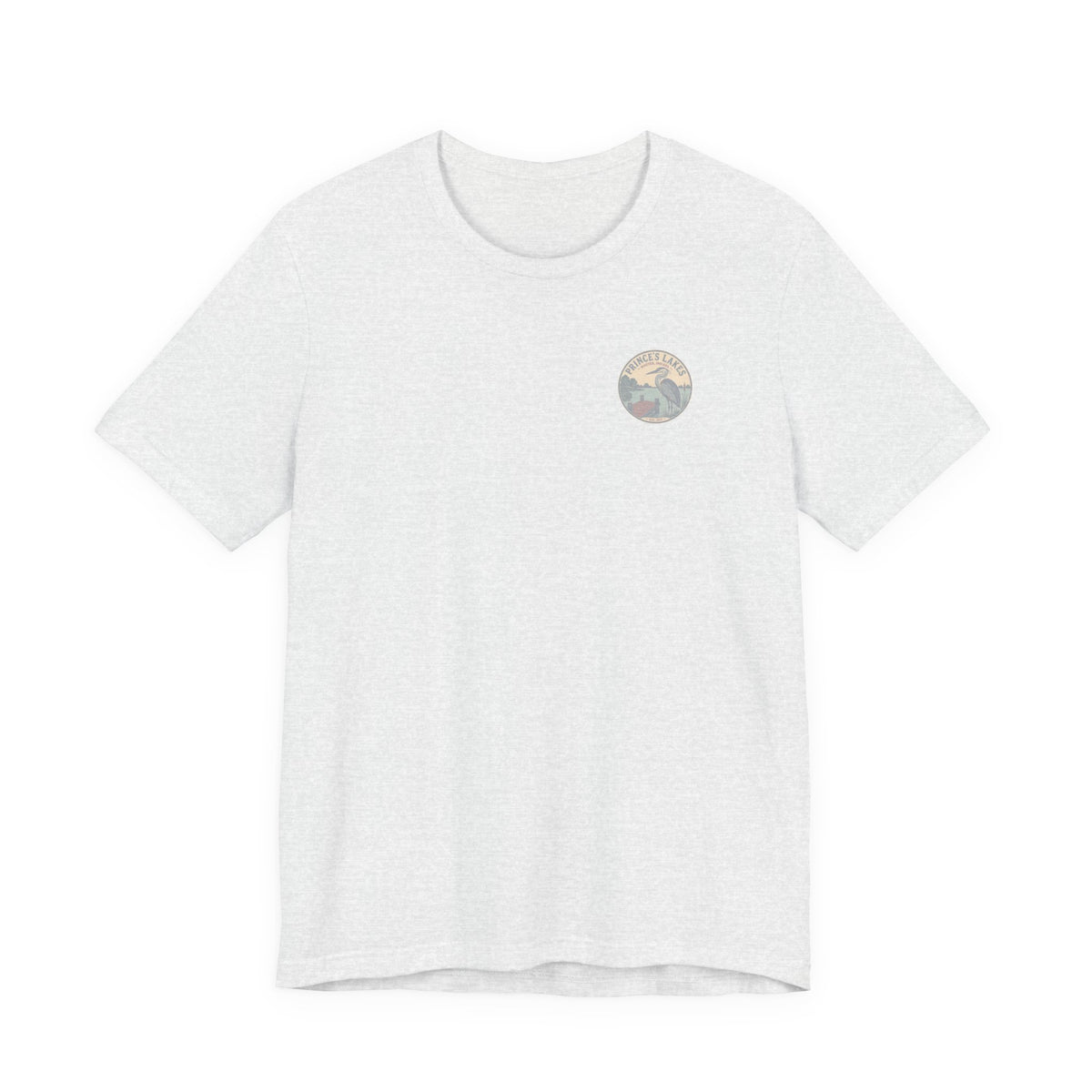 Prince's Lakes Great Blue Heron Graphic Tee — Vintage Nature Pocket & Back Print