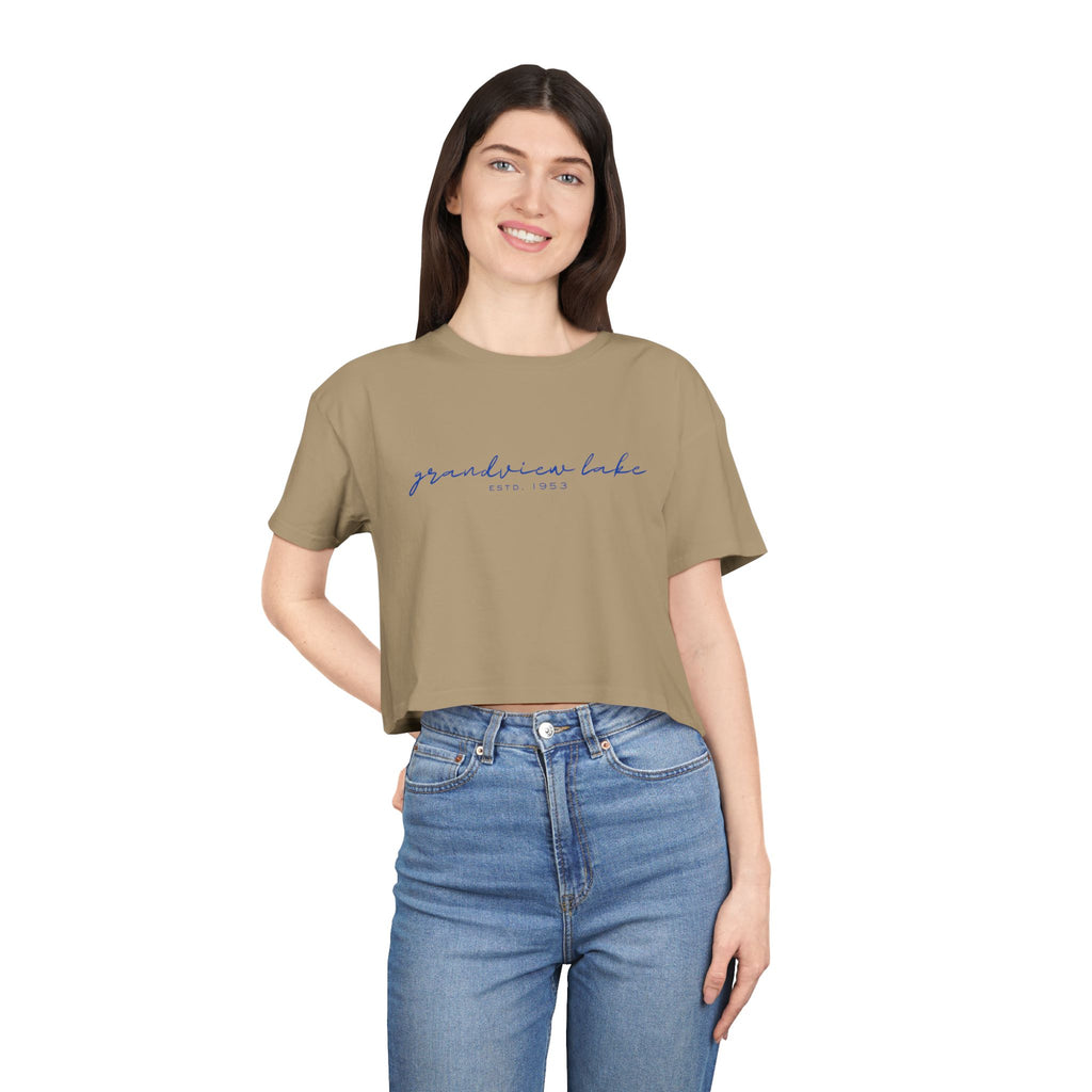 Script Logo Crop Tee — "grandview lake" Women's Casual Top
