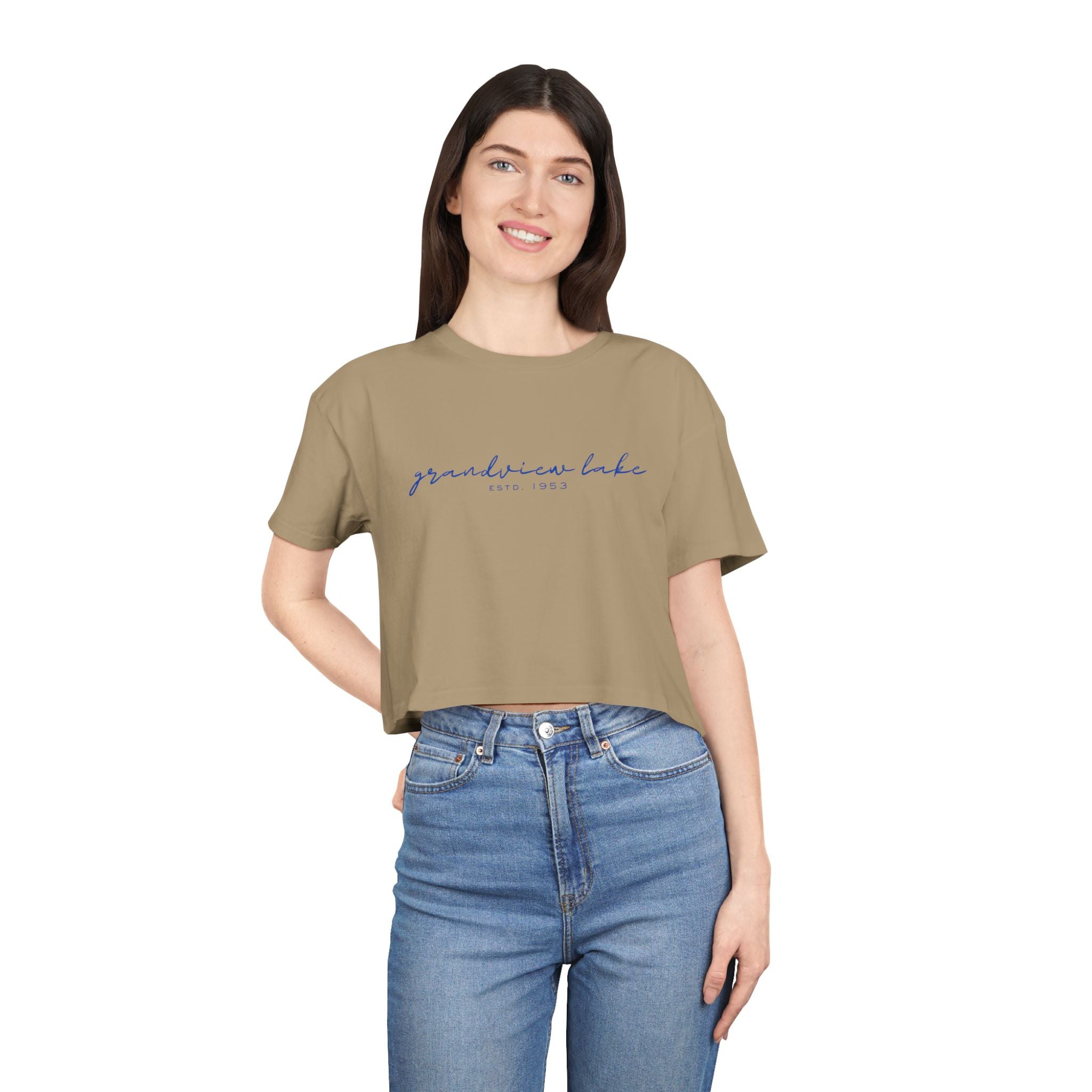 Script Logo Crop Tee — "grandview lake" Women's Casual Top