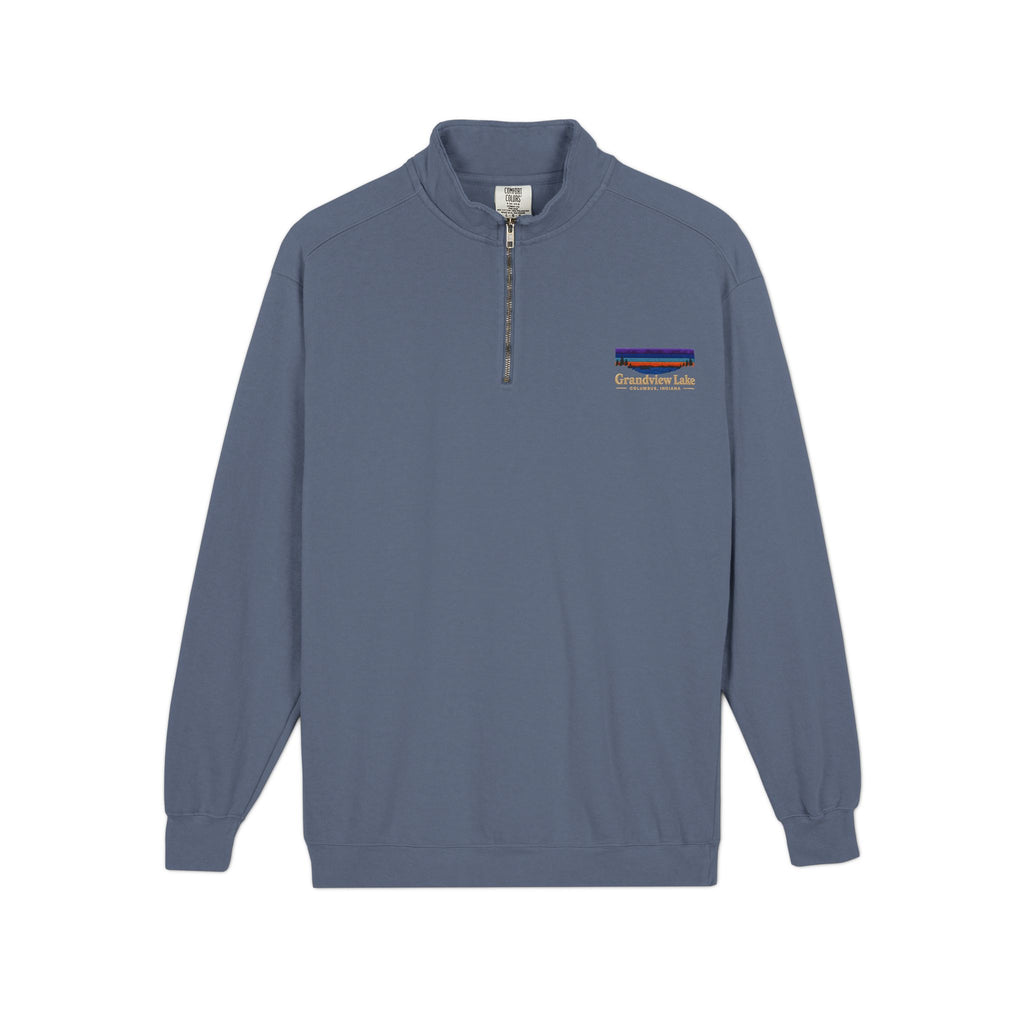 Quarter-Zip Sweatshirt — Grandview Lake Retro Sunset Patch