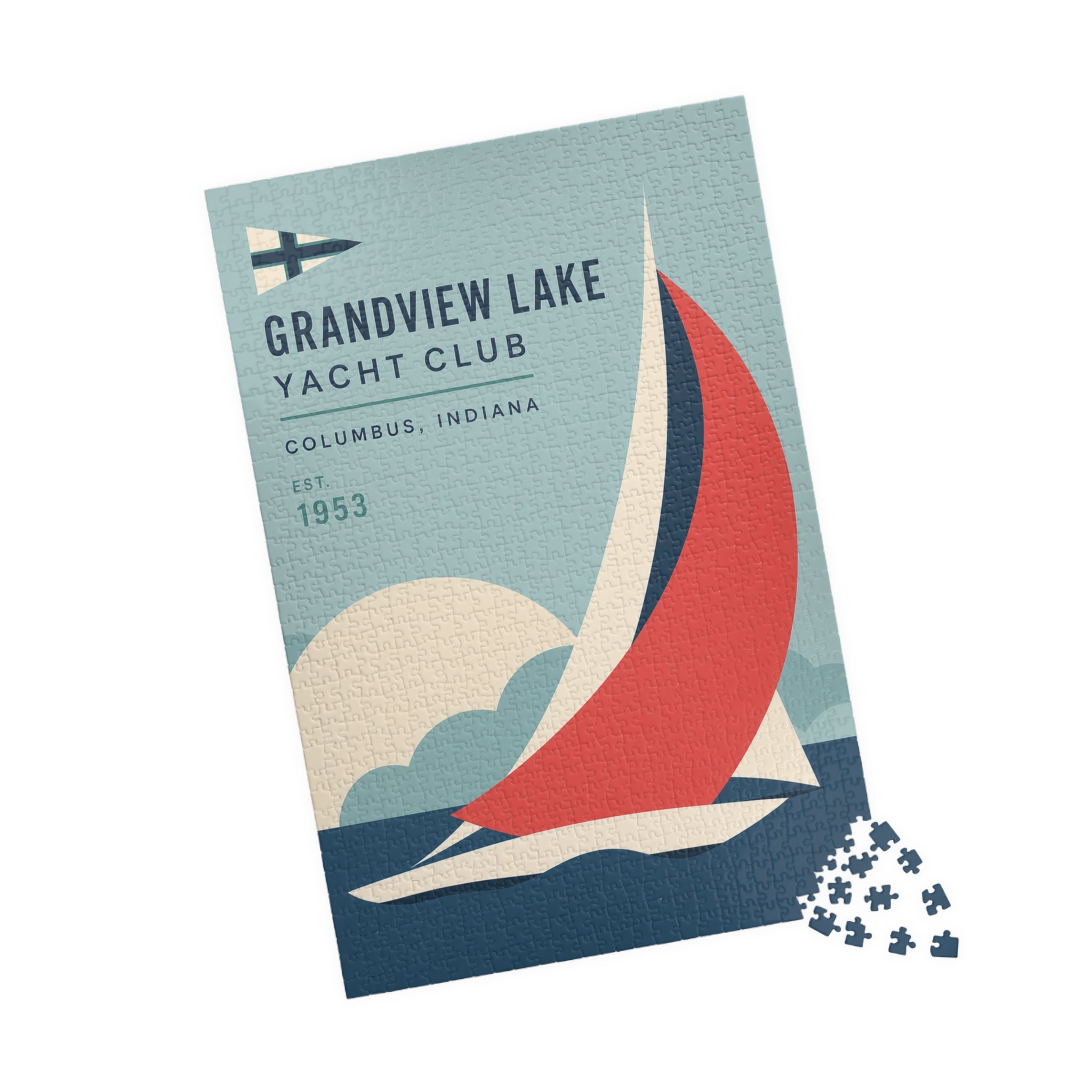 Grandview Lake Yacht Club Sailing Puzzle — Vintage Retro Boat Jigsaw (1014 pcs)