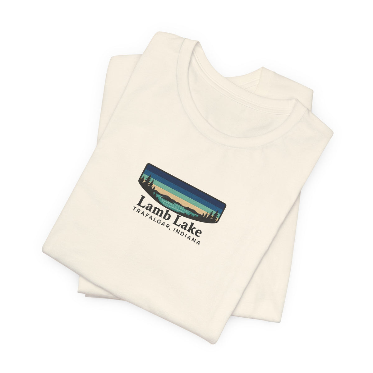 Lamb Lake Landscape Tee — Retro Mountain Lake Graphic T-Shirt