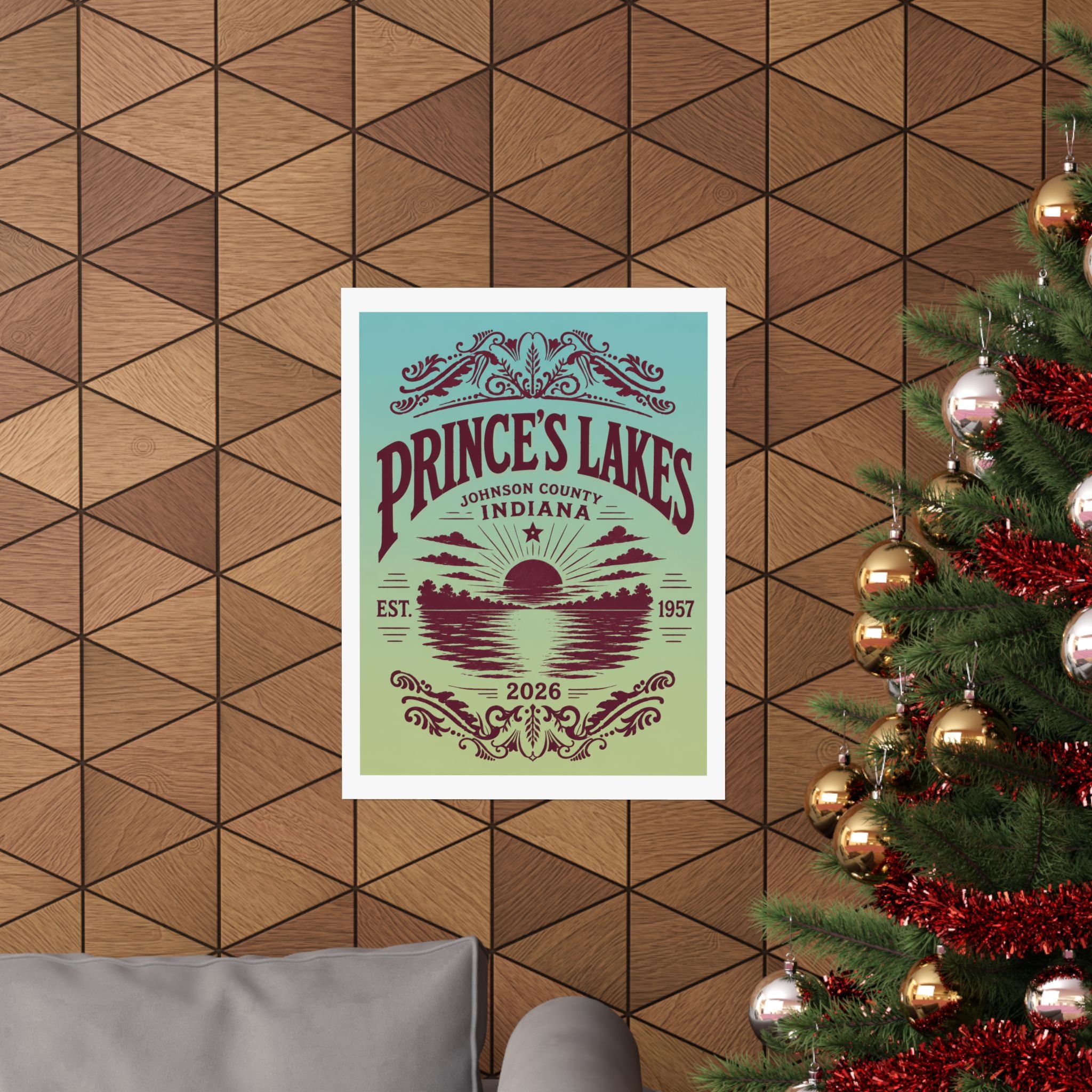Prince's Lakes Indiana 2026 Commemorative Lake Poster — Matte Vertical Wall Art