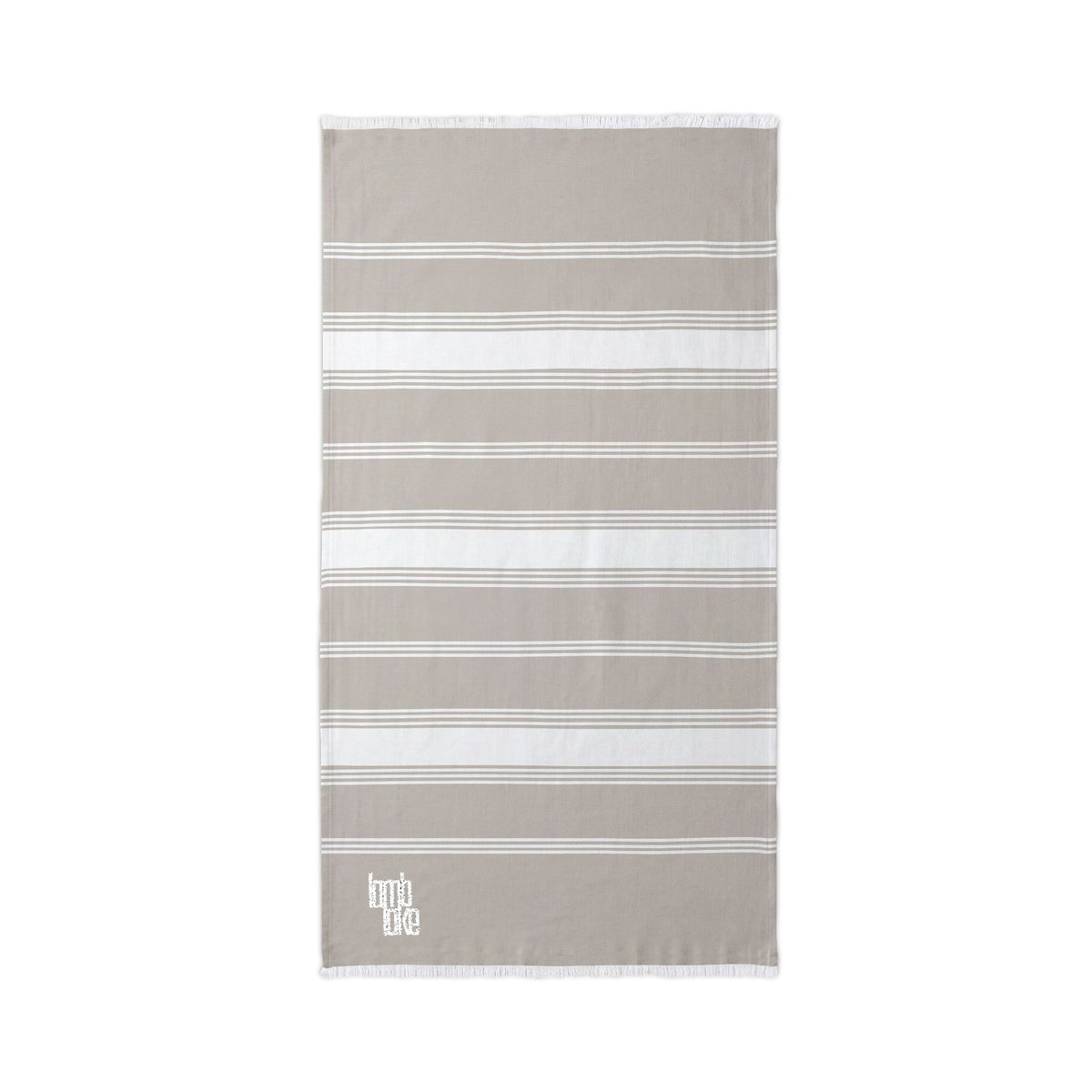 Lamb Lake Striped Embroidered Beach Throw Towel — Lightweight Turkish Fringe Beach Towel