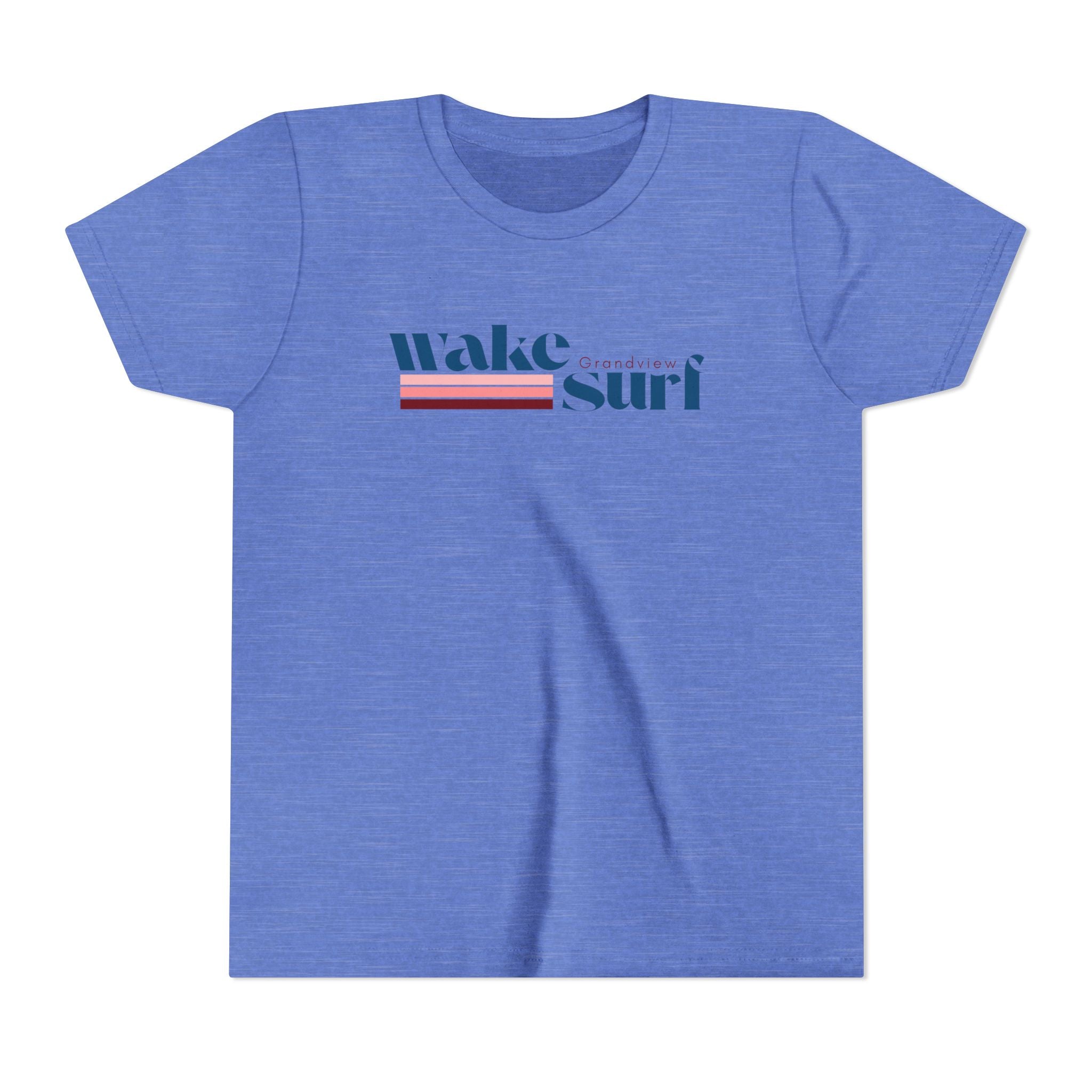 Youth Tee - "Wake Surf Grandview" Retro Striped Kids Surf T‑Shirt