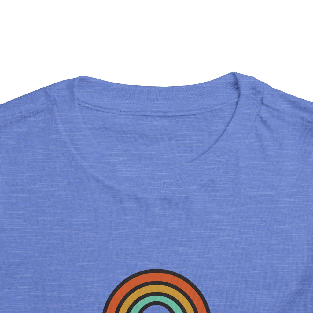 Retro Rainbow Toddler Tee — "Lamb Lake" Graphic Short Sleeve