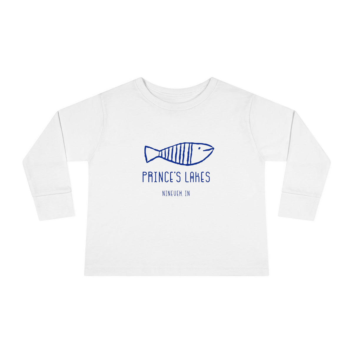 Toddler Long Sleeve Tee — "Prince's Lakes" Hand-Drawn Fish Graphic
