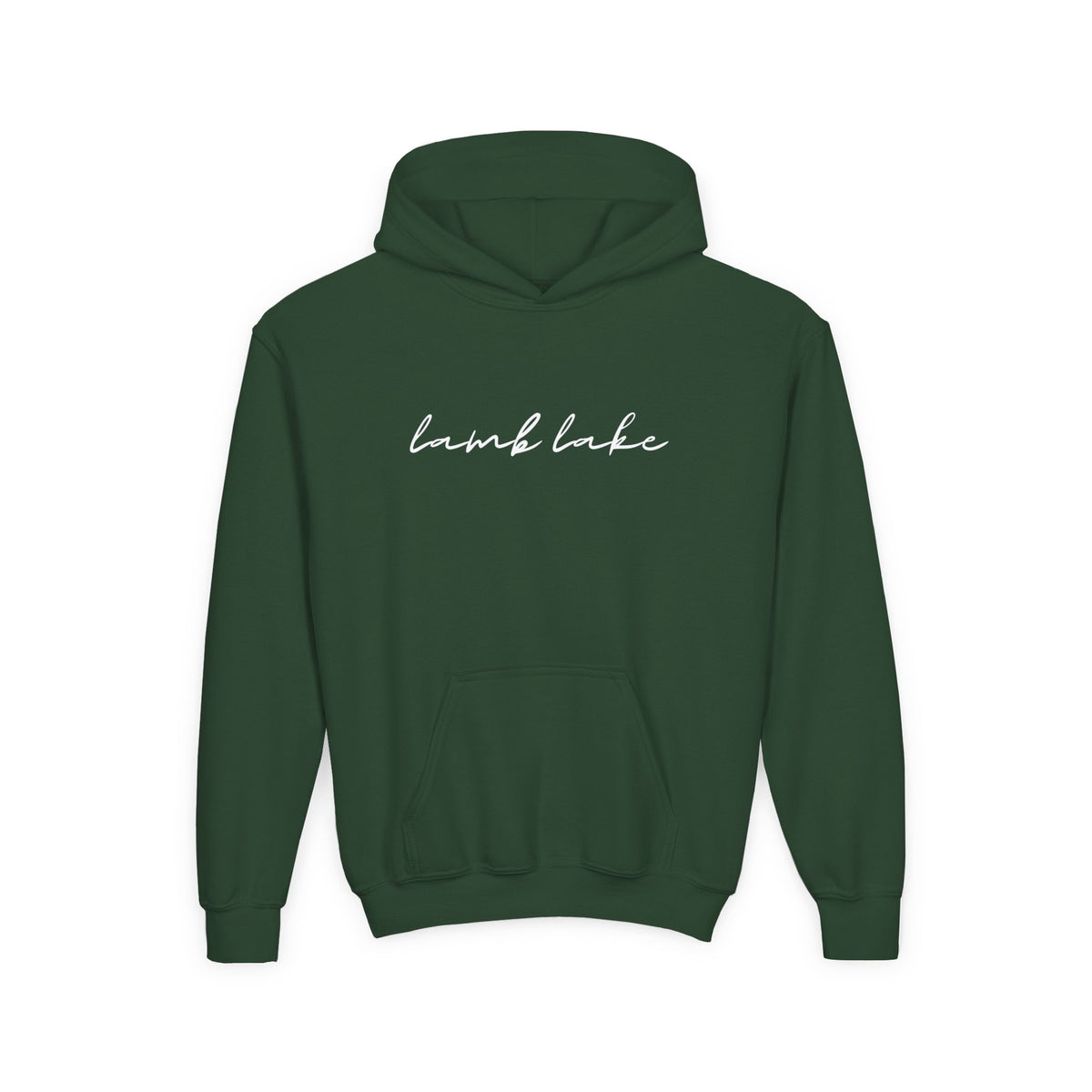 Youth Hoodie with "lamb lake" Script — Soft Casual Pullover