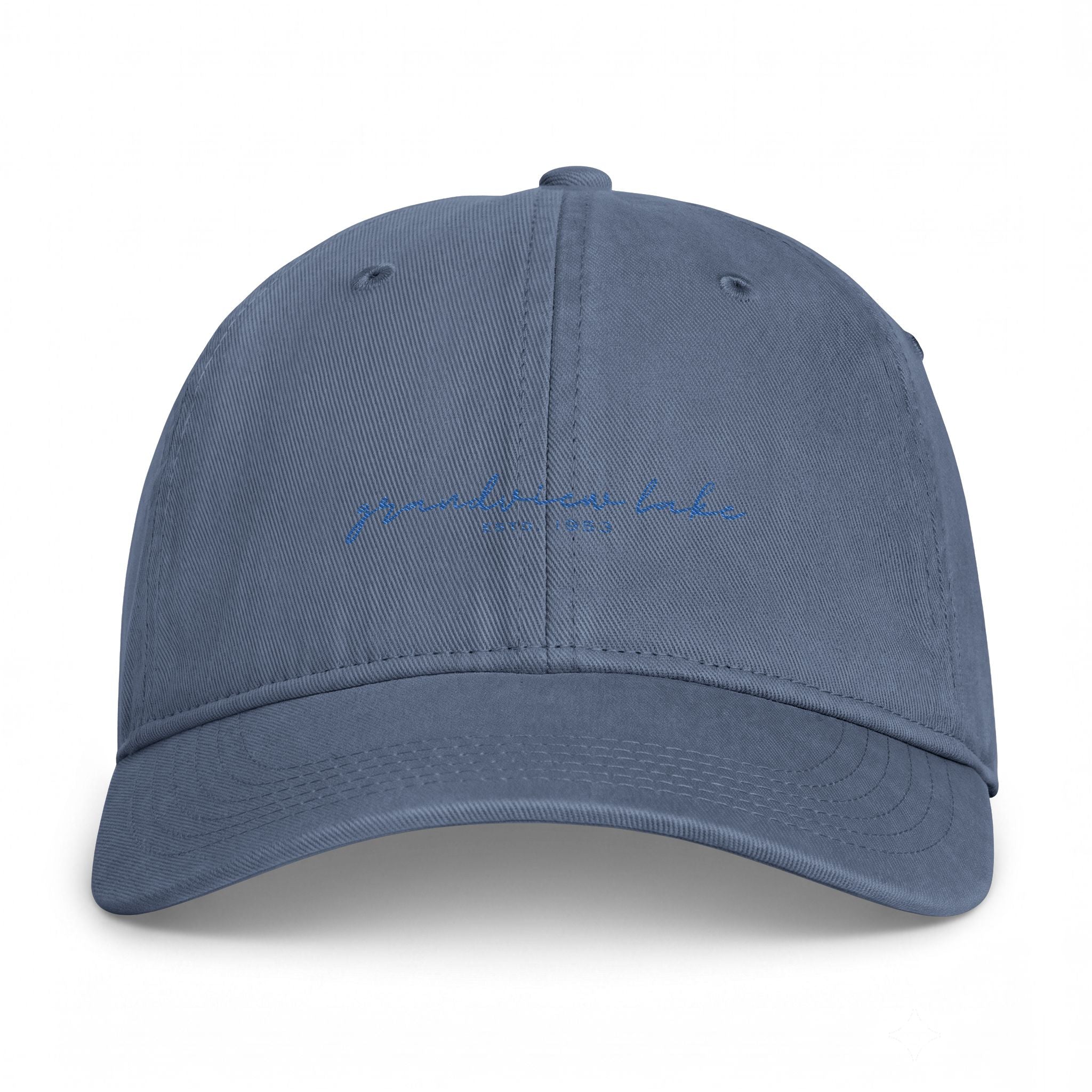 Washed Coastal Cap — "Grandview Lake" Embroidered Lake Hat